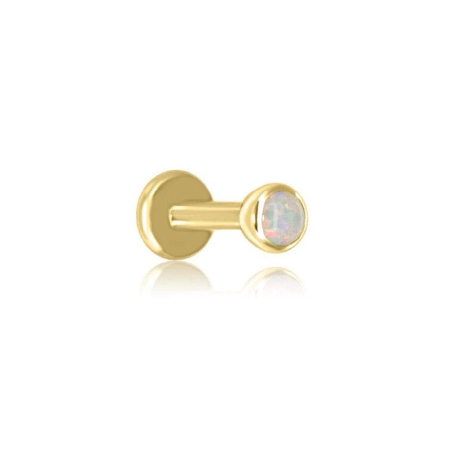 Tiny Opal Flat Back Labret Threadless Titanium Earring