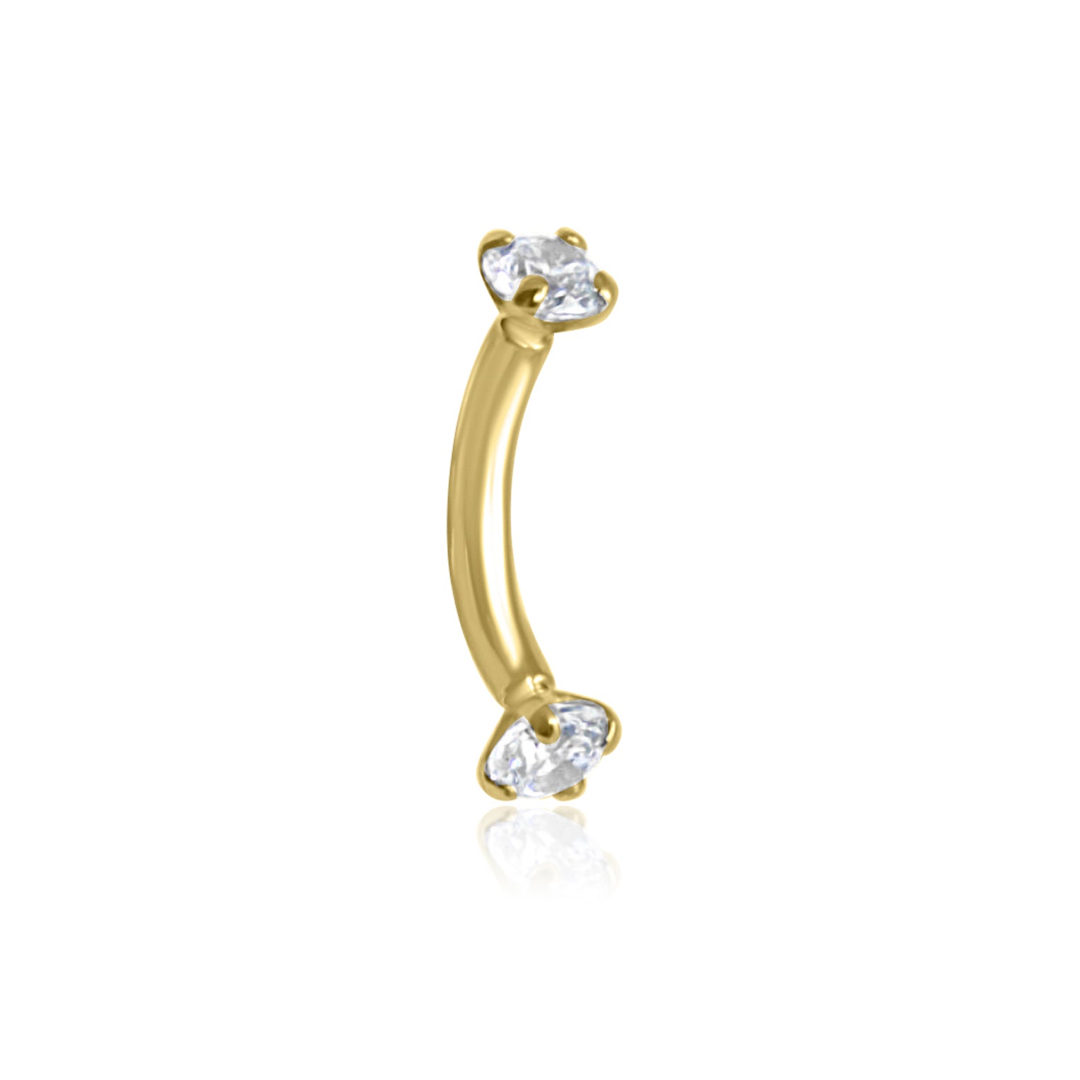 CHLUXE Crystal Curved Barbell - 14K Yellow Gold