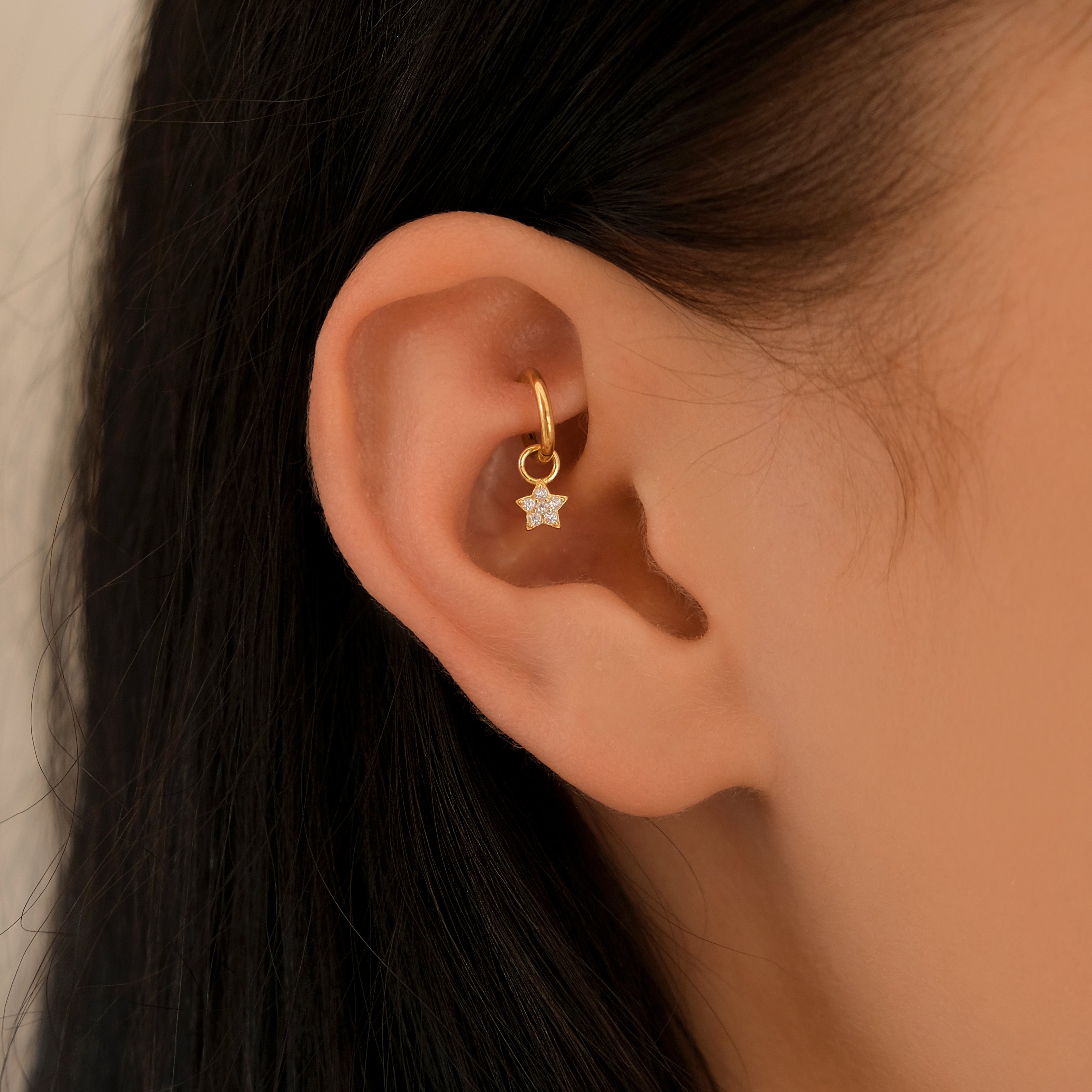 Star Charm Rook Hoop | Implant Grade Titanium | Hypoallergenic | 6mm