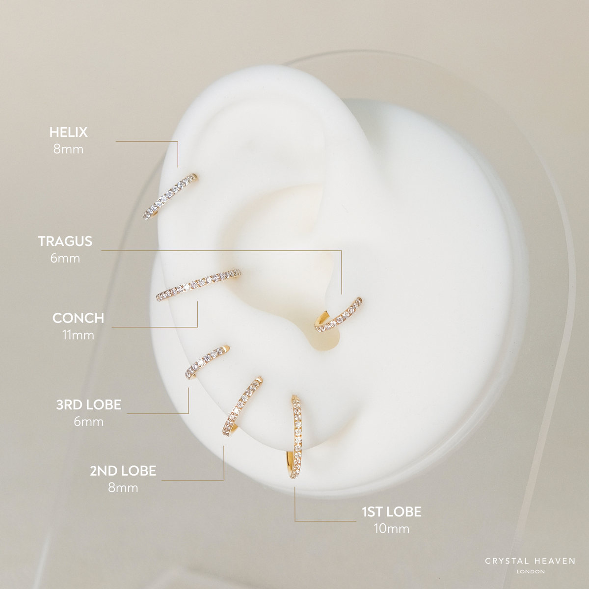 16g Titanium Crystal Cartilage Hoop | Hypoallergenic & Waterproof