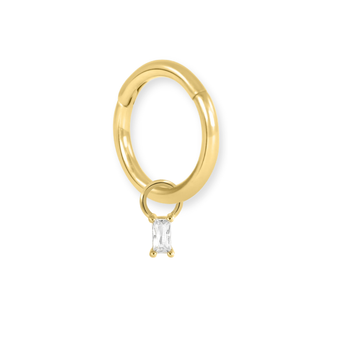 Cartilage Hoop & Tiny Baguette Charm