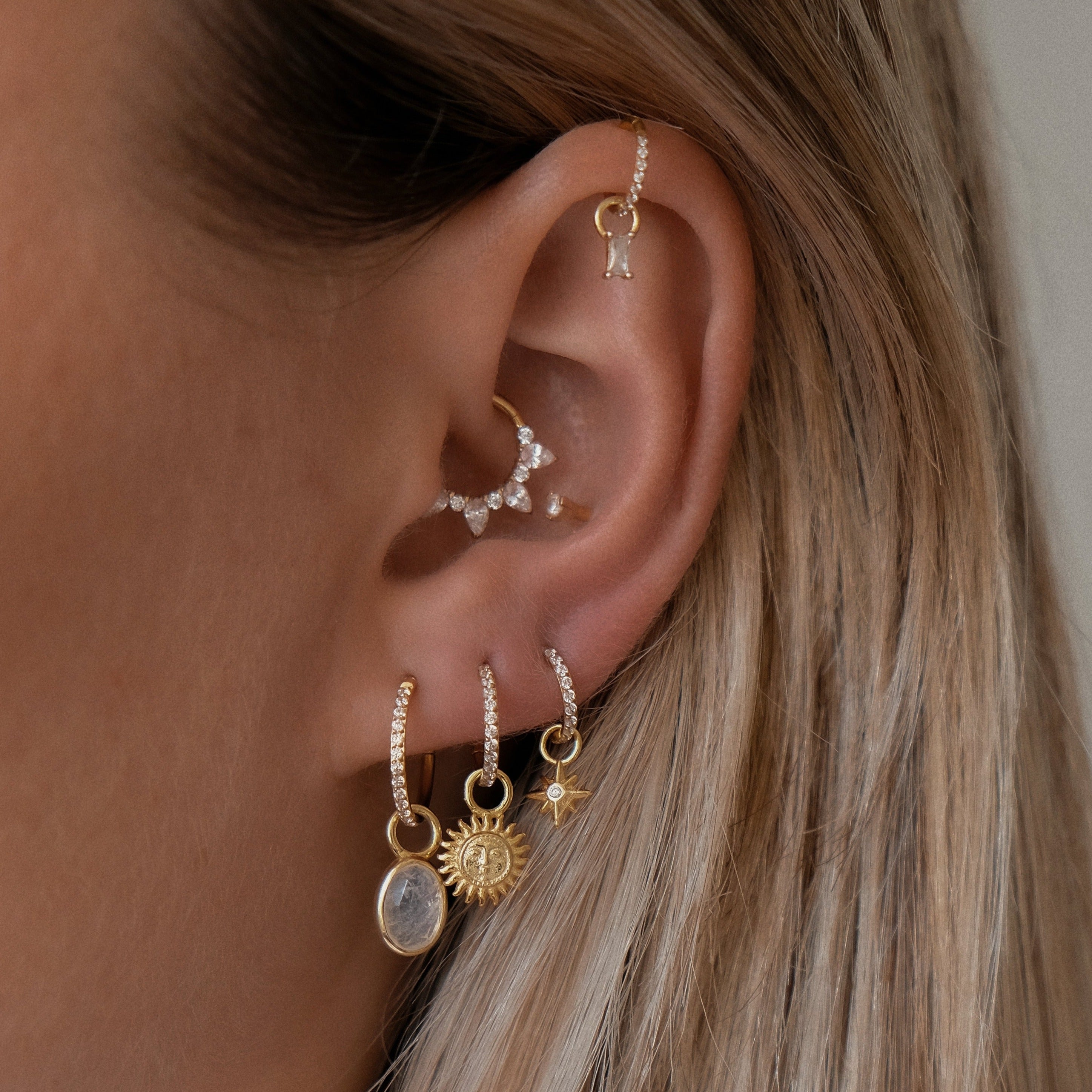 Crystal Cartilage Hoop Piercing Set | 6mm 8mm 10mm | Stainless Steel
