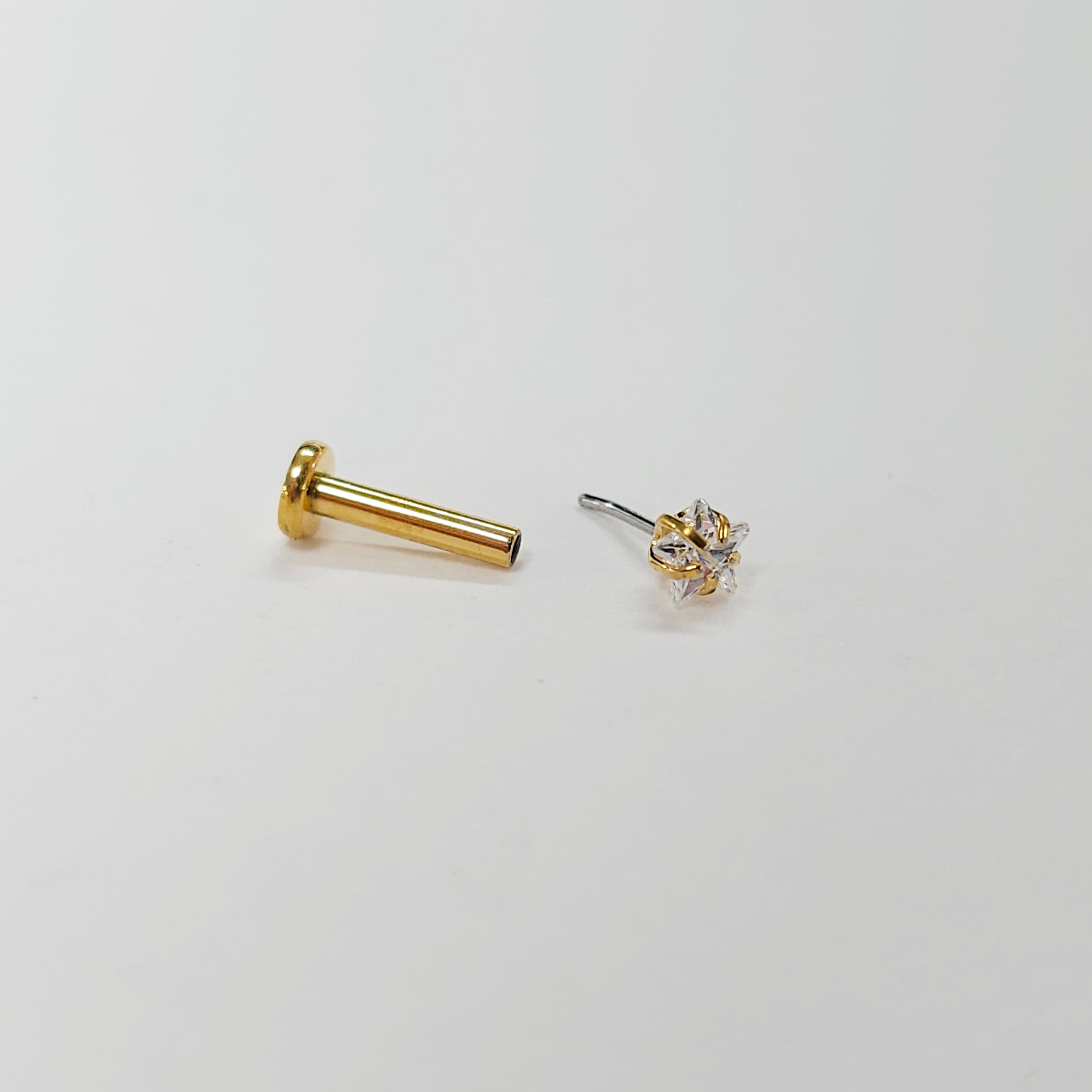 Crystal Star Flat Back Labret Stud Earring Internally Threaded