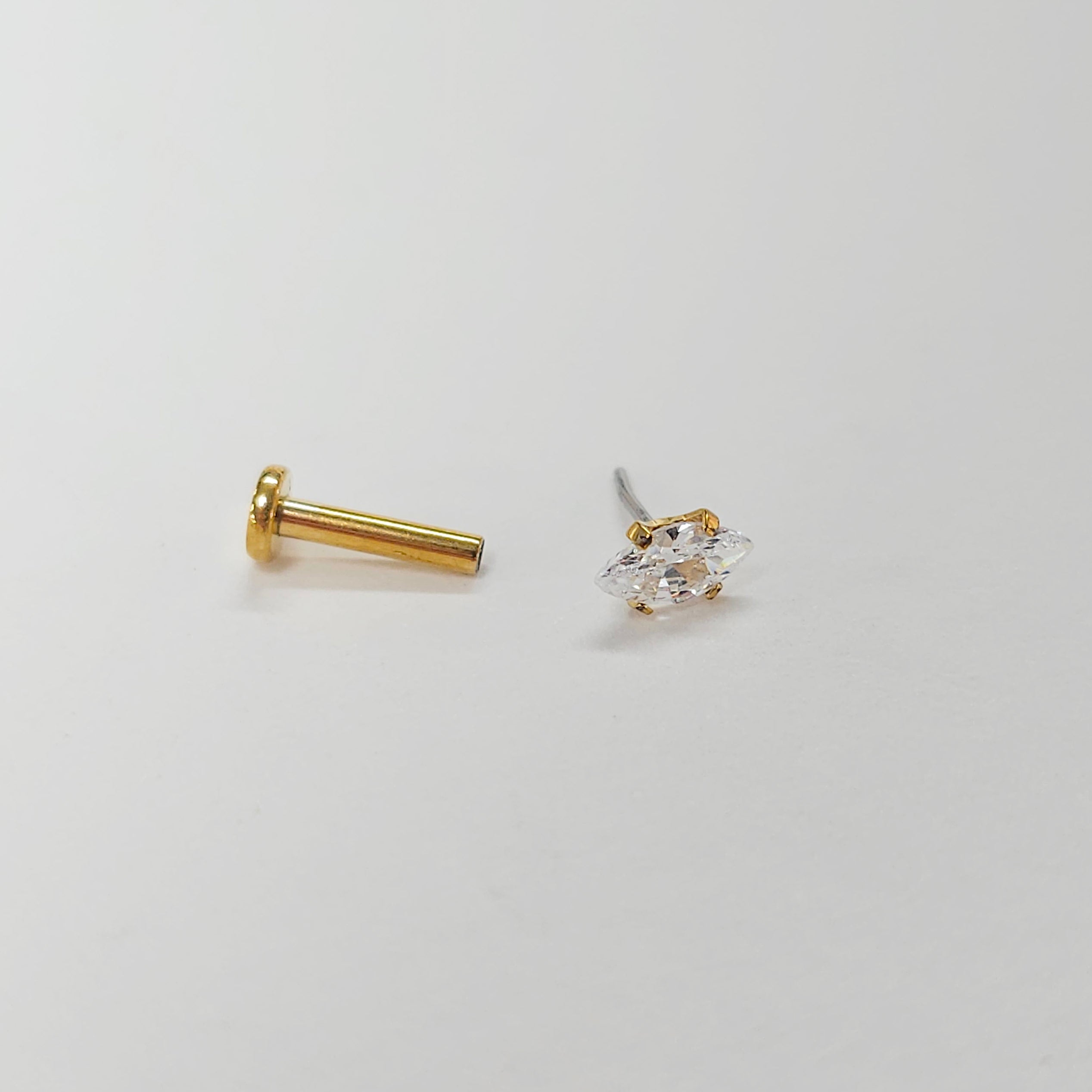 Marquise Solitaire Cartilage Stud | Threadless | 16g | ASTM F136 Titanium | Hypoallergenic