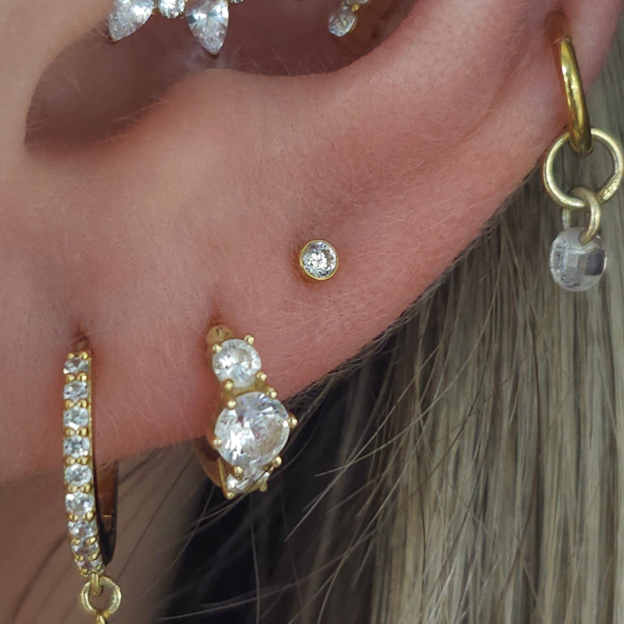 Teeny Tiny Crystal Cartilage Stud | Threadless Titanium Earring | 16g | Hypoallergenic
