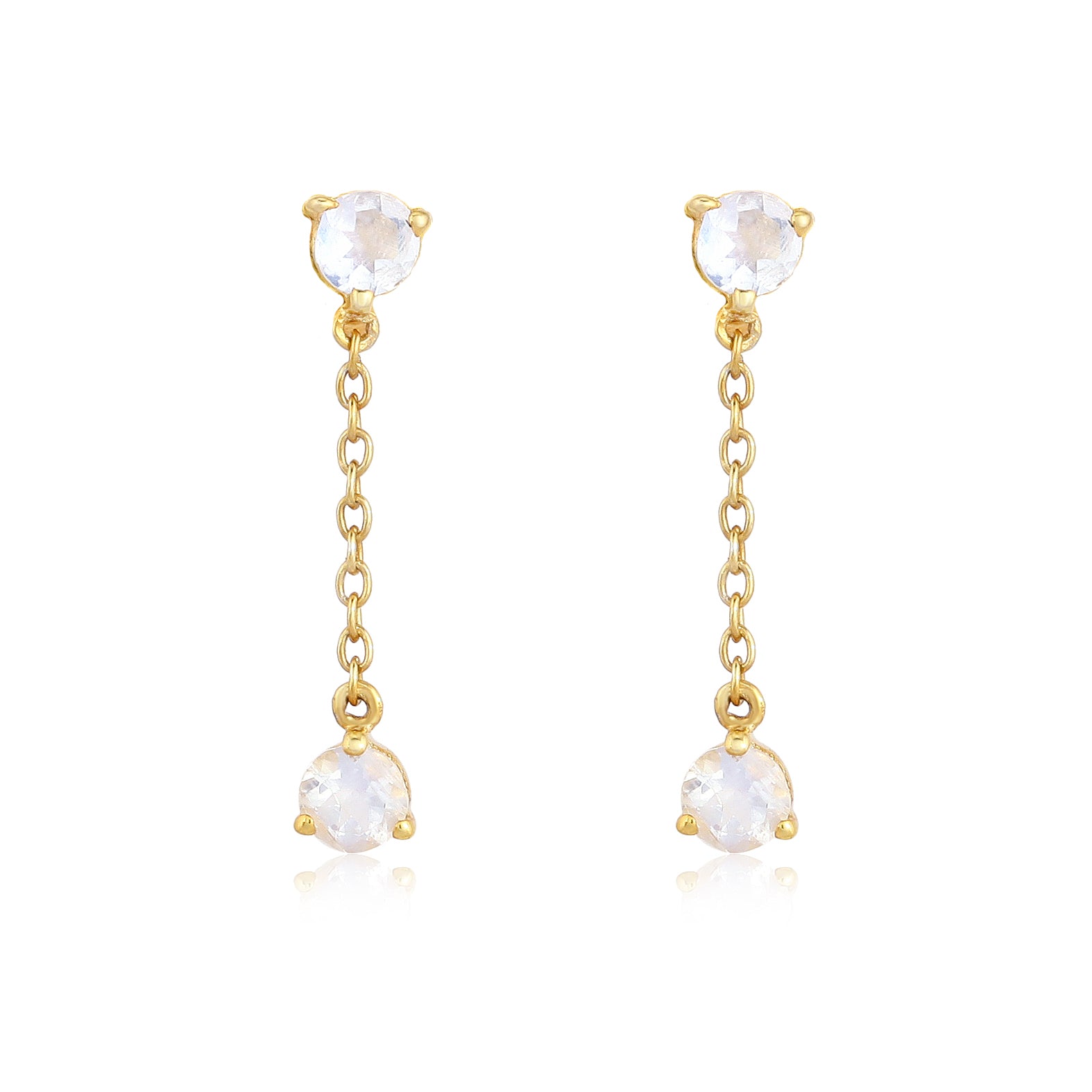 Moonstone Drop Stud Earring Sterling Silver