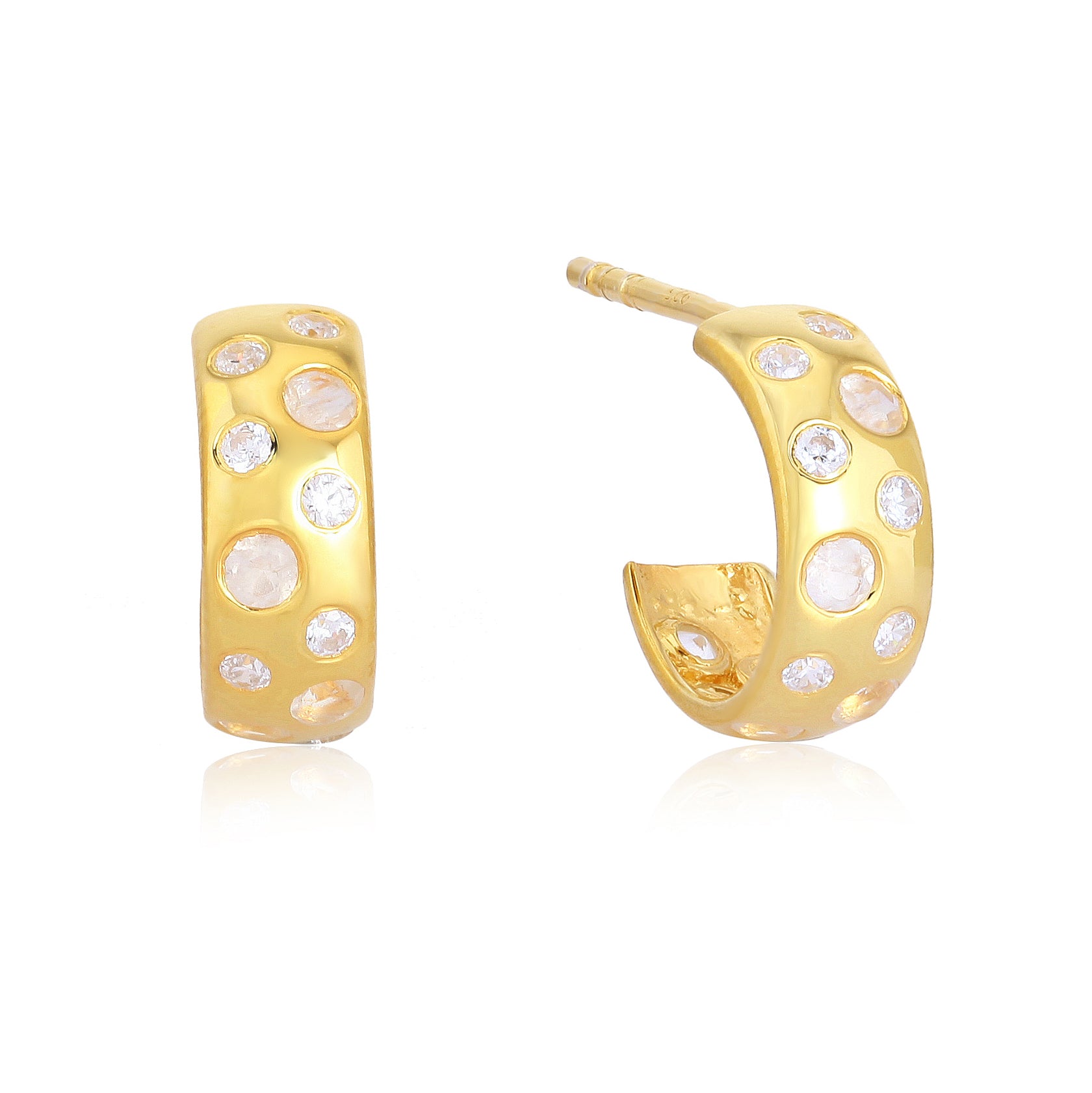 Mini Scattered Gemstone Hoops - 925 Sterling Silver