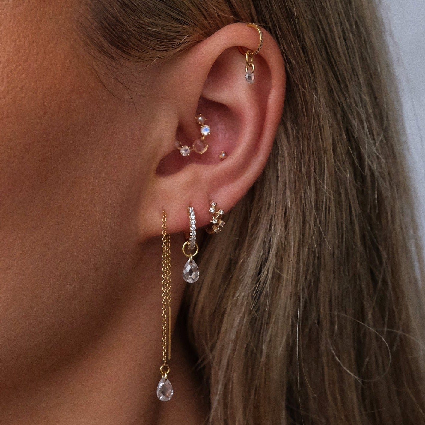 ALLURE Teardrop Crystal Huggie Hoop Earrings