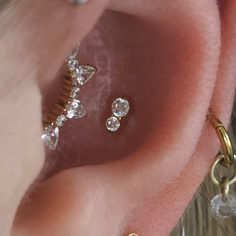 Tiny Crystal Cartilage Stud | Threadless Titanium Earring | 16g | Hypoallergenic