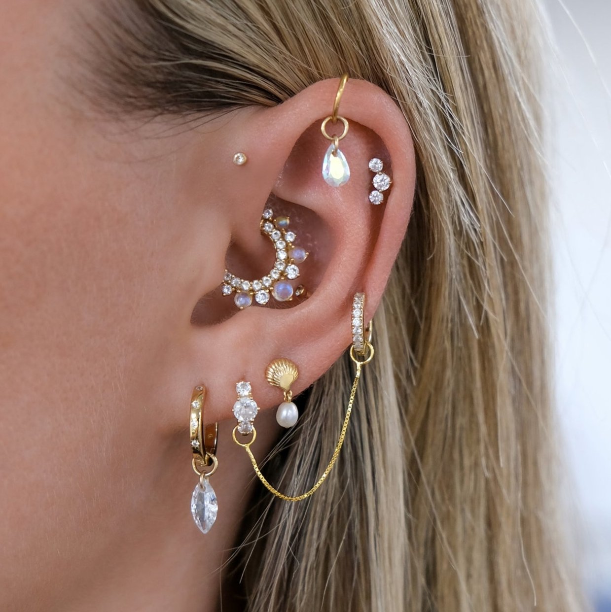 Marquise Crystal Earring Charm | Hoop Charm | Curated Ear Styling