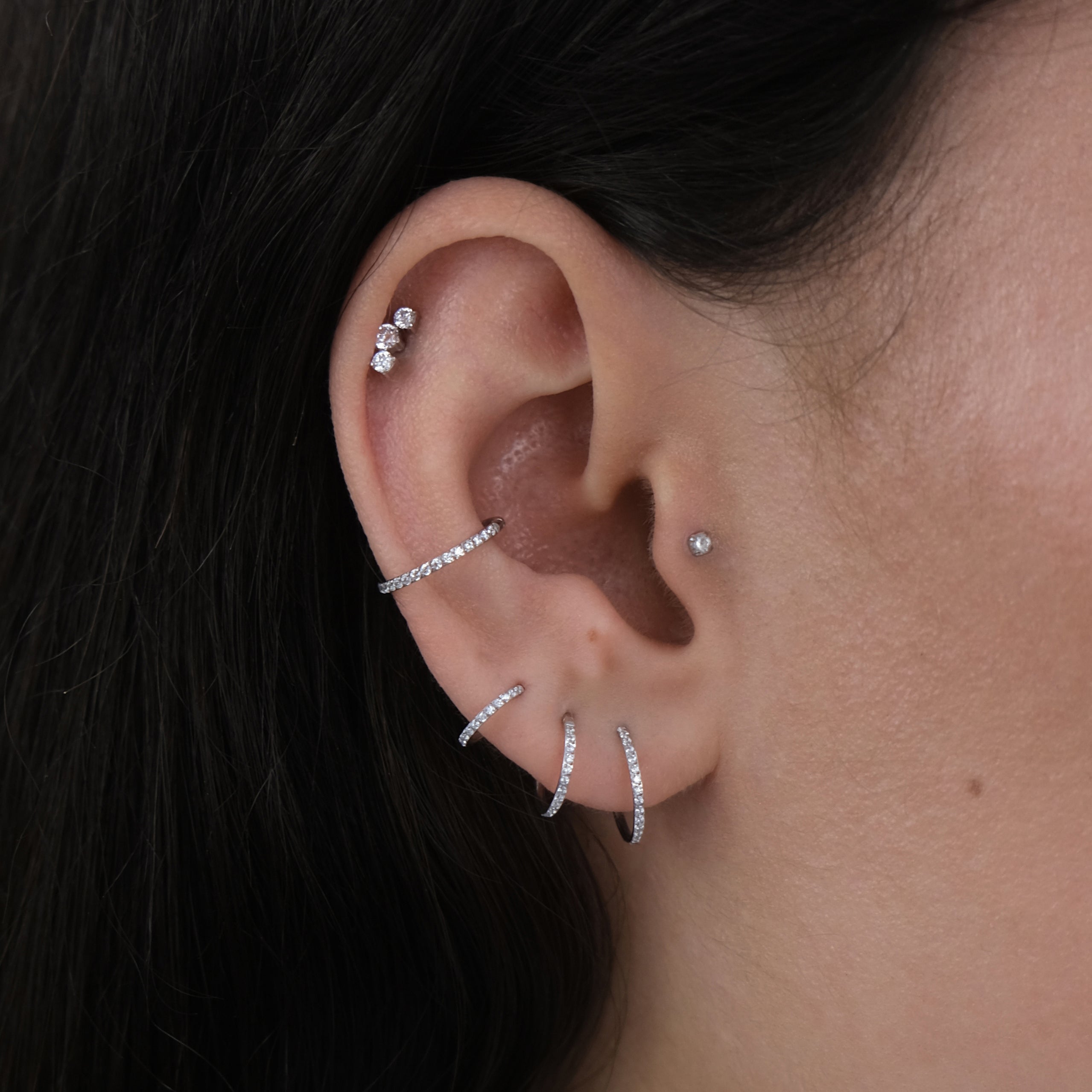 Piercing hoops in silver