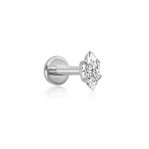 Marquise Solitaire Cartilage Stud | Threadless | 16g | ASTM F136 Titanium | Hypoallergenic
