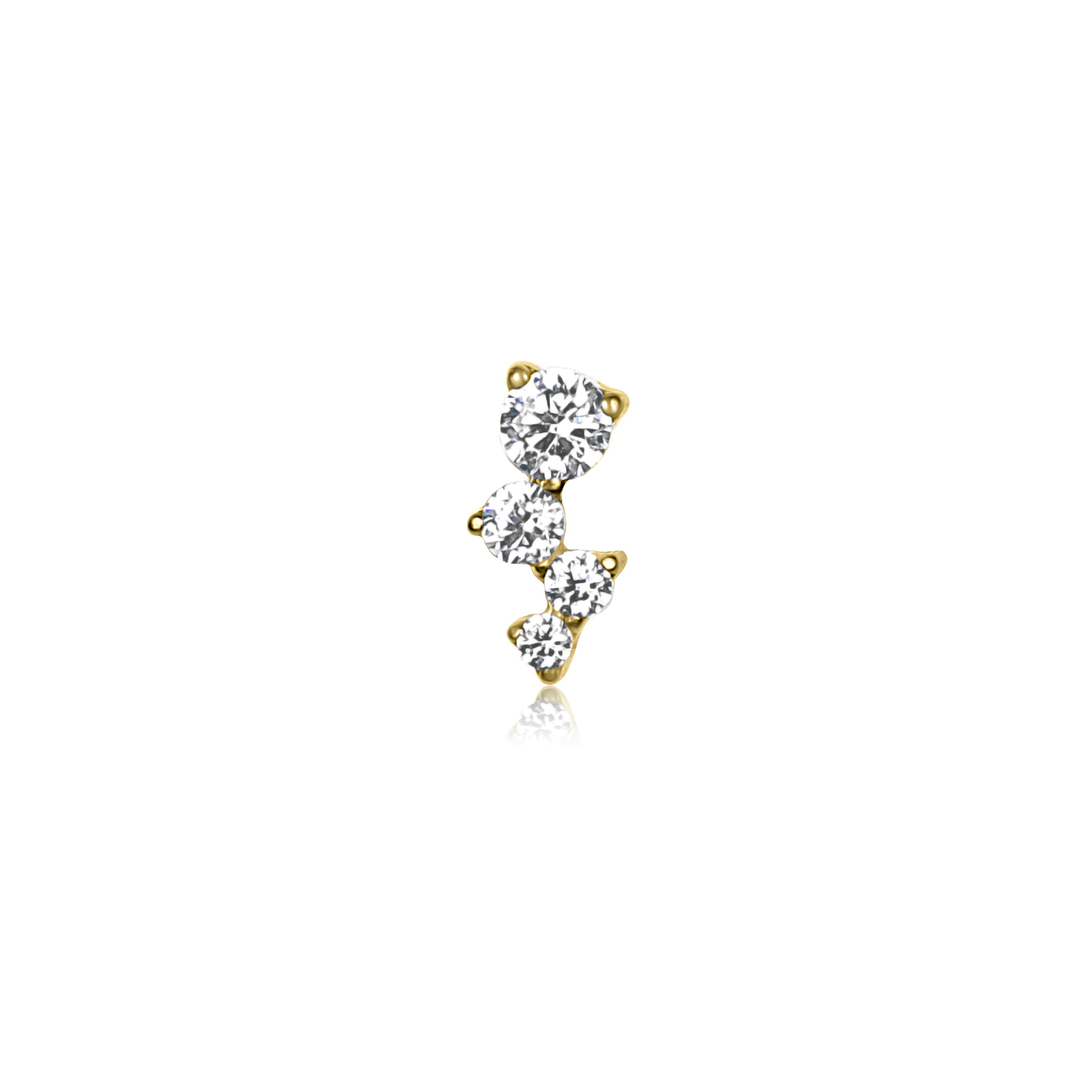 Single diamond earring on a white background