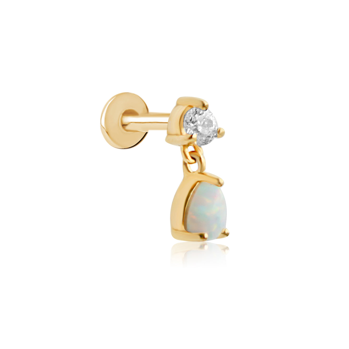 Teardrop Dangle Cartilage Stud 16g Helix Tragus Flat Back