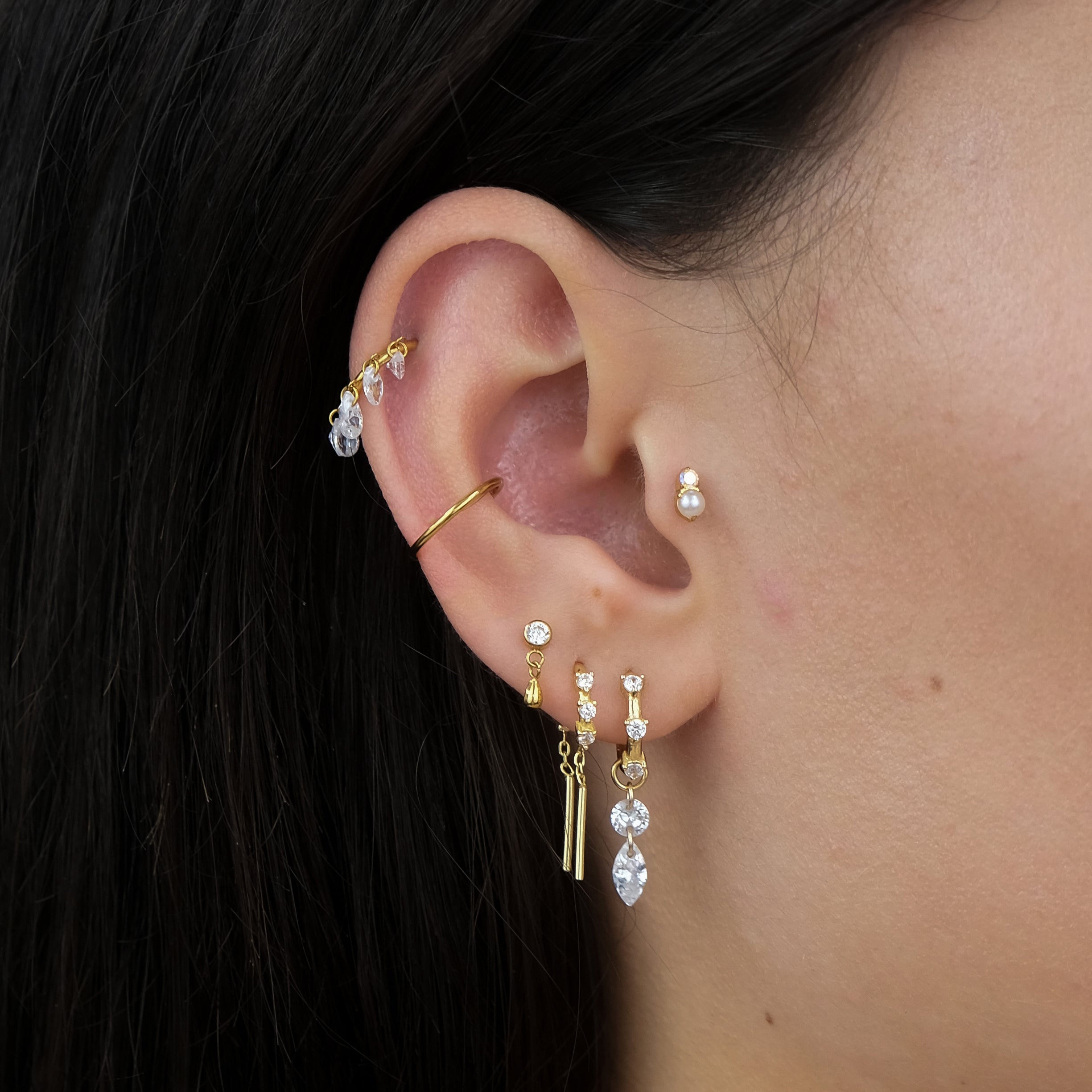 BAMBOO Crystal Huggie Hoops