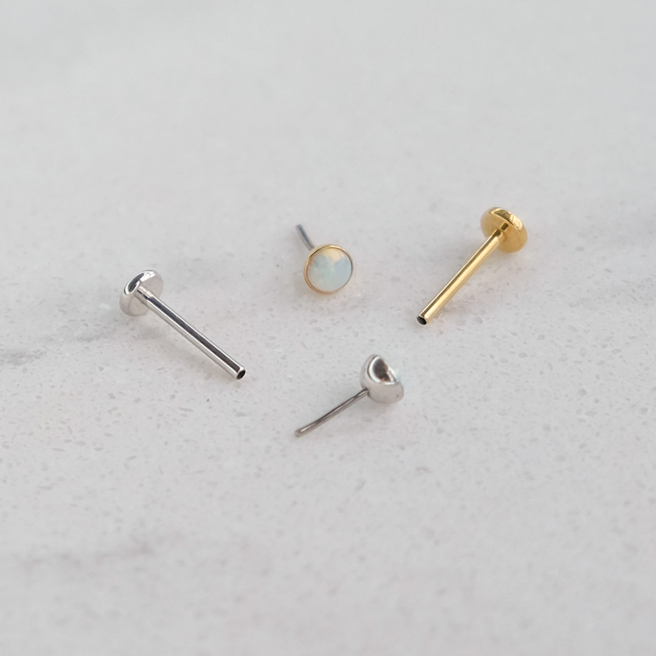 Tiny Opal Cartilage Stud | Threadless Titanium Earring | 16g | Hypoallergenic