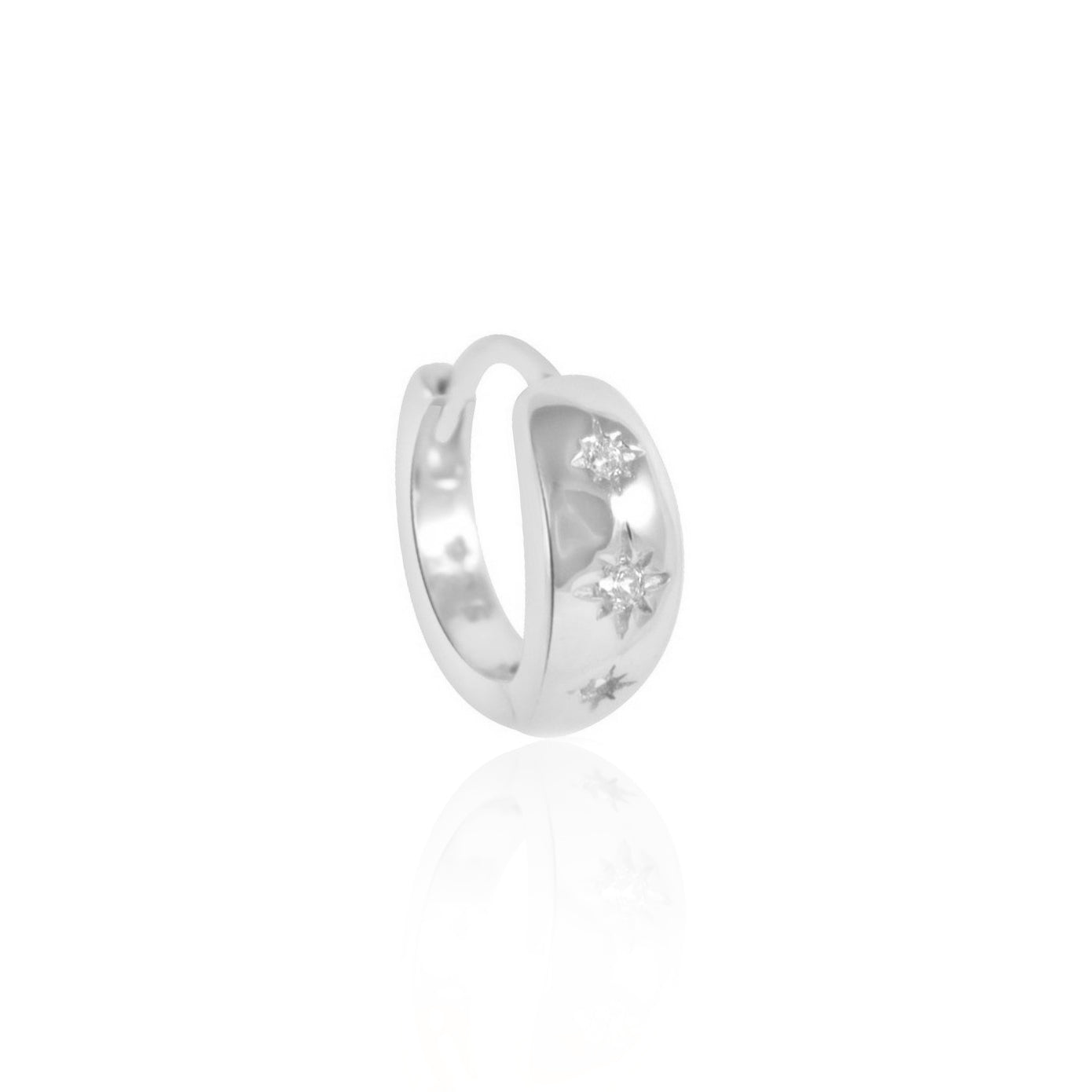 Celestial Mini Starburst Huggie Hoop Earring Sterling Silver