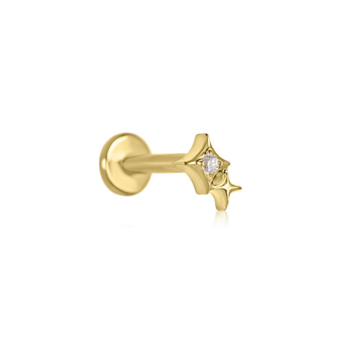 Starburst Cartilage Stud | Threadless Titanium Earring | 16g | Hypoallergenic