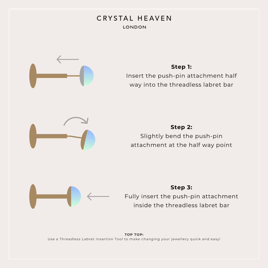 Crystal Star Flat Back Labret Stud Earring Internally Threaded