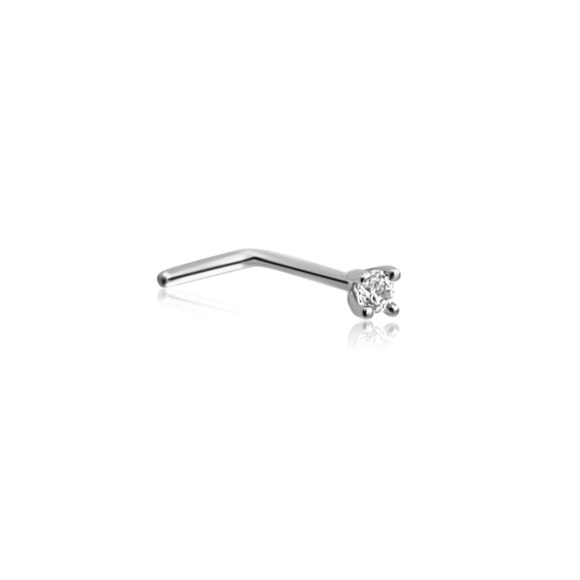CHLUXE Solitaire Crystal Nose Stud - 14K White Gold