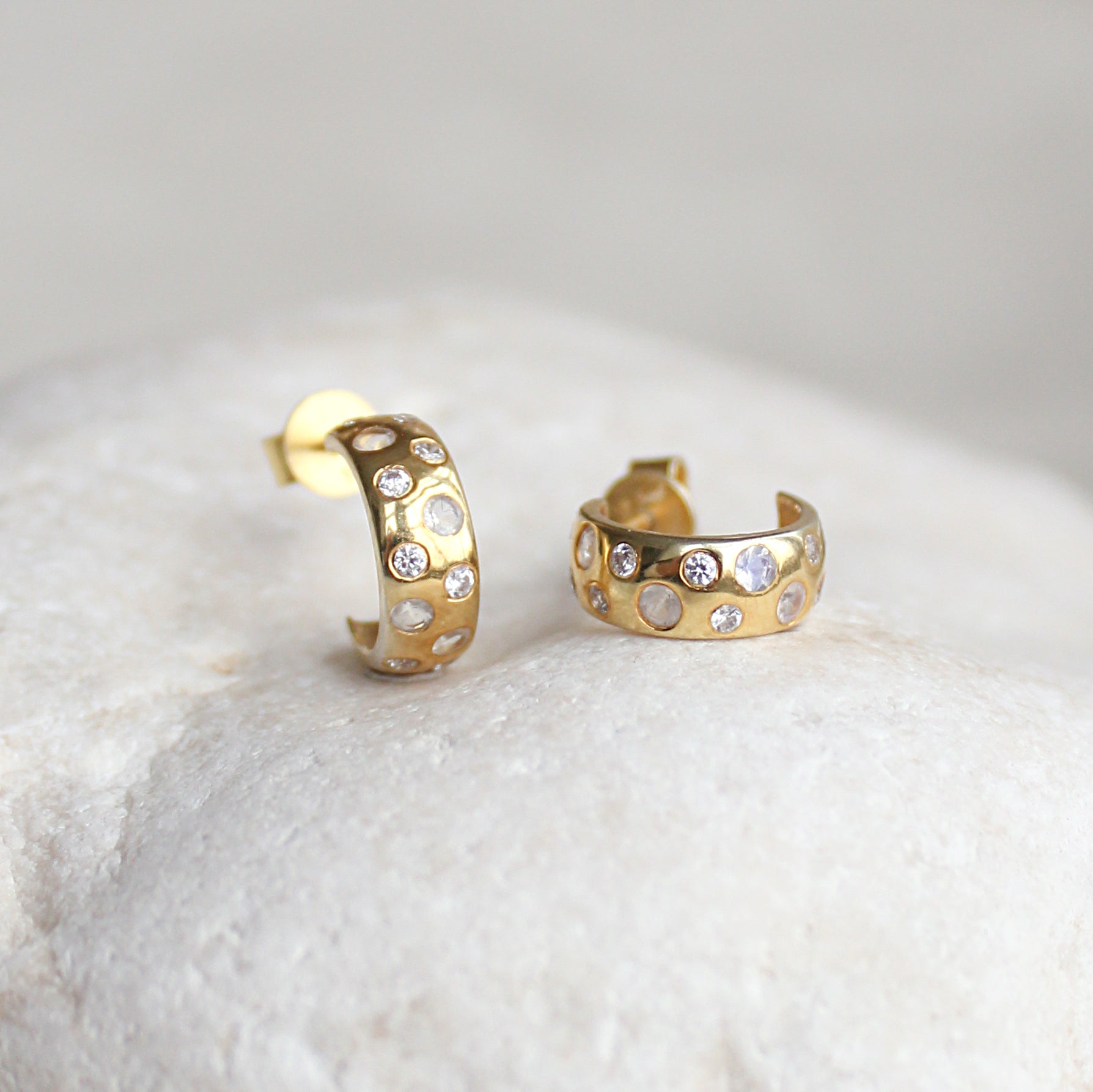 Mini Scattered Gemstone Hoops - 925 Sterling Silver