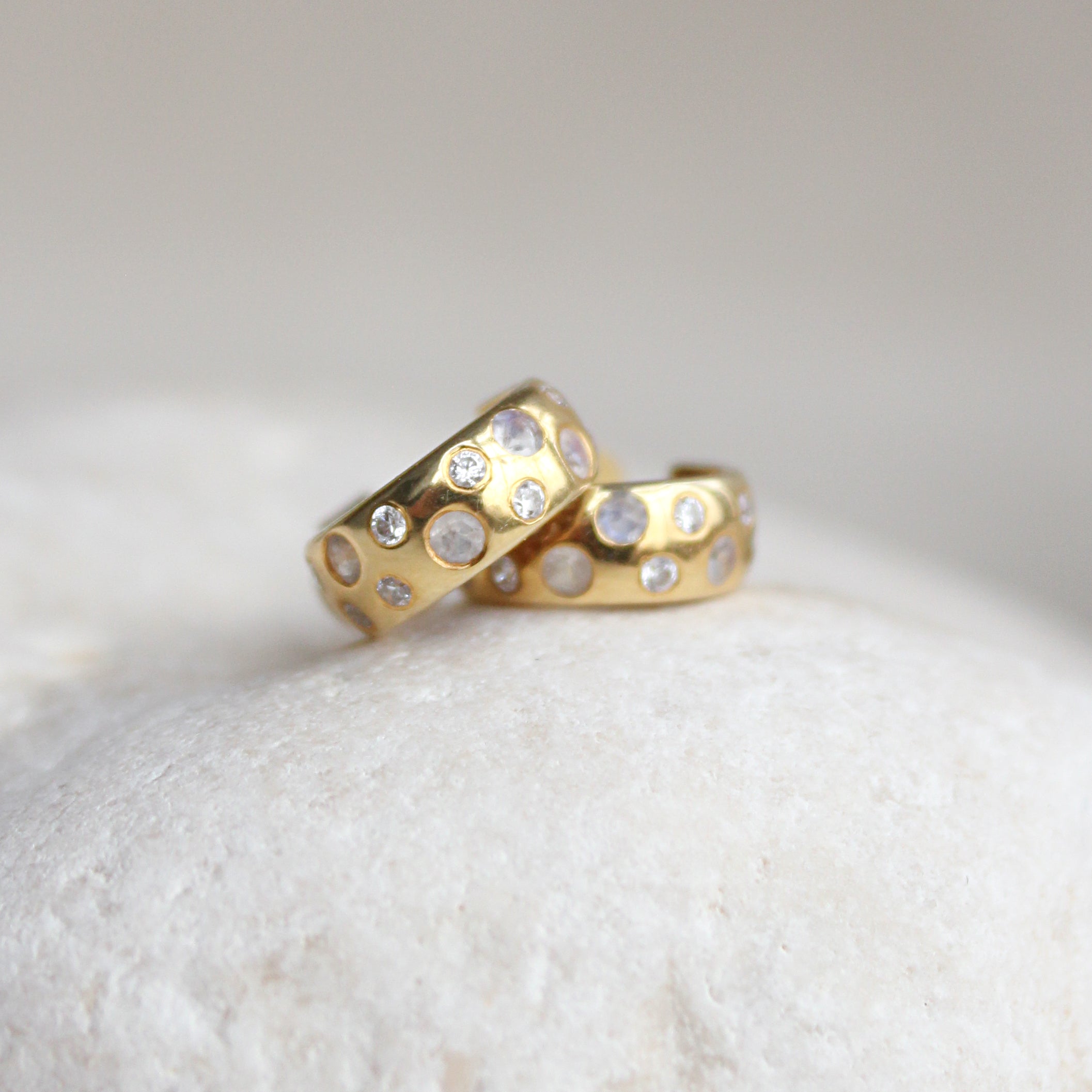 Mini Scattered Gemstone Hoops - 925 Sterling Silver