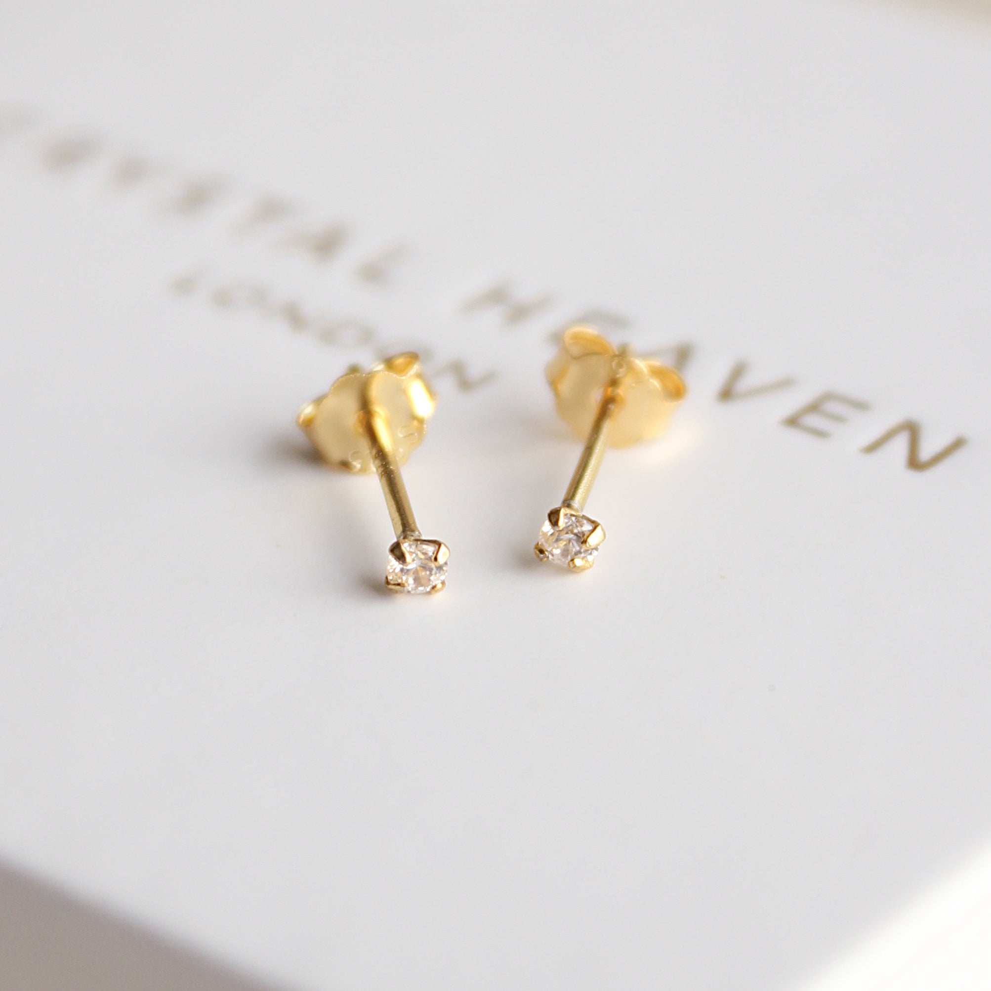 Tiny Solitaire Crystal Stud Earrings 925 Sterling Silver