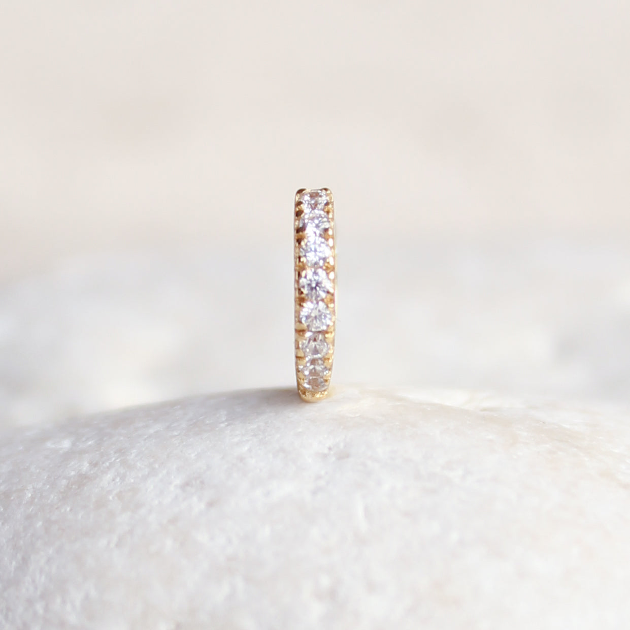 Crystal Huggie Hoop - 925 Sterling Silver - 6mm