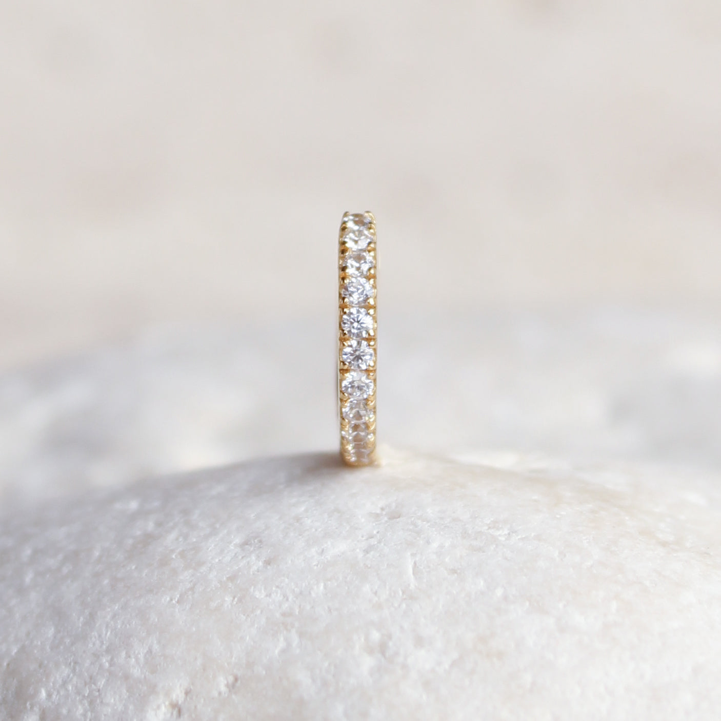 Crystal Huggie Hoop - 925 Sterling Silver - 8mm