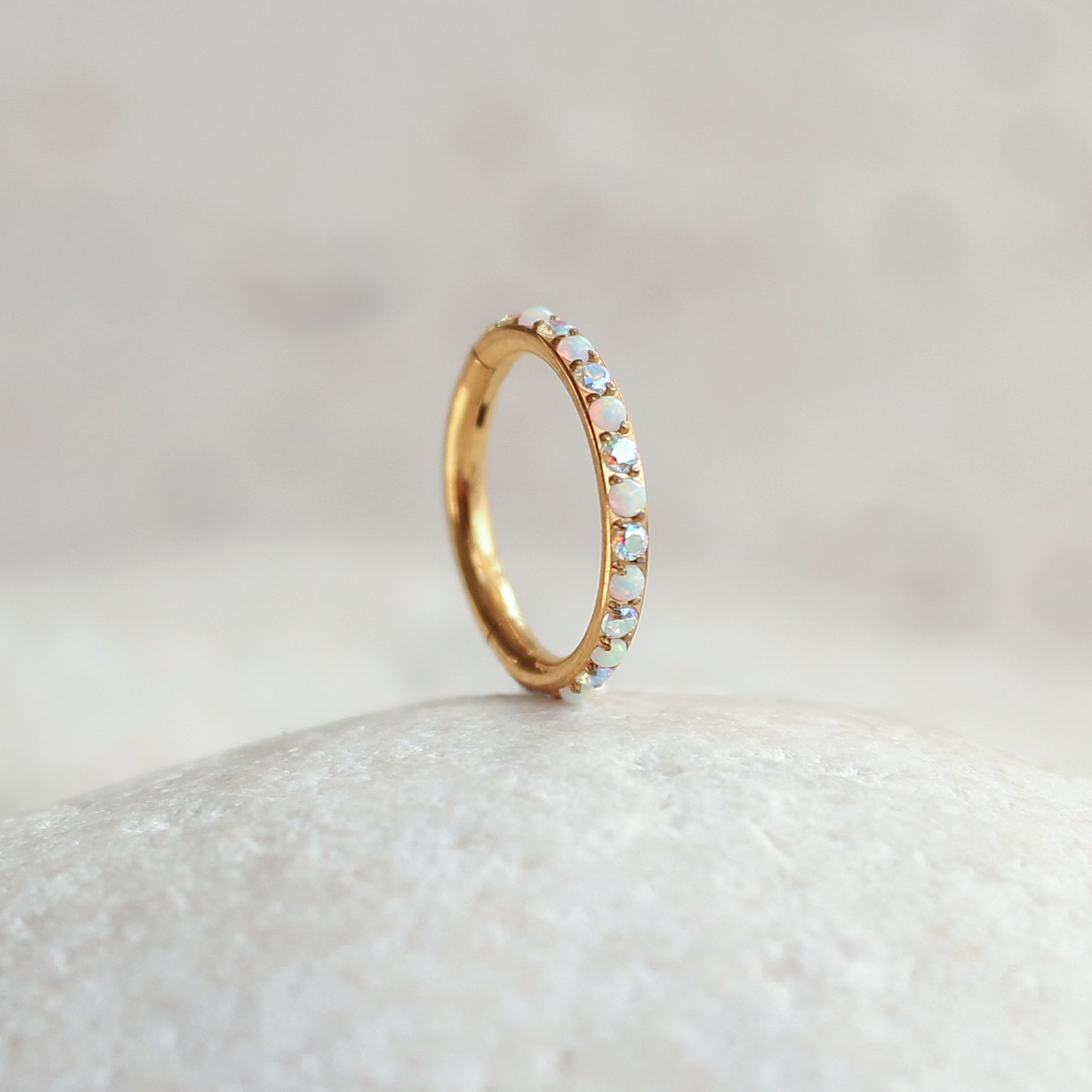 Opal & Crystal Cartilage Hoop | Waterproof | Tarnish Free