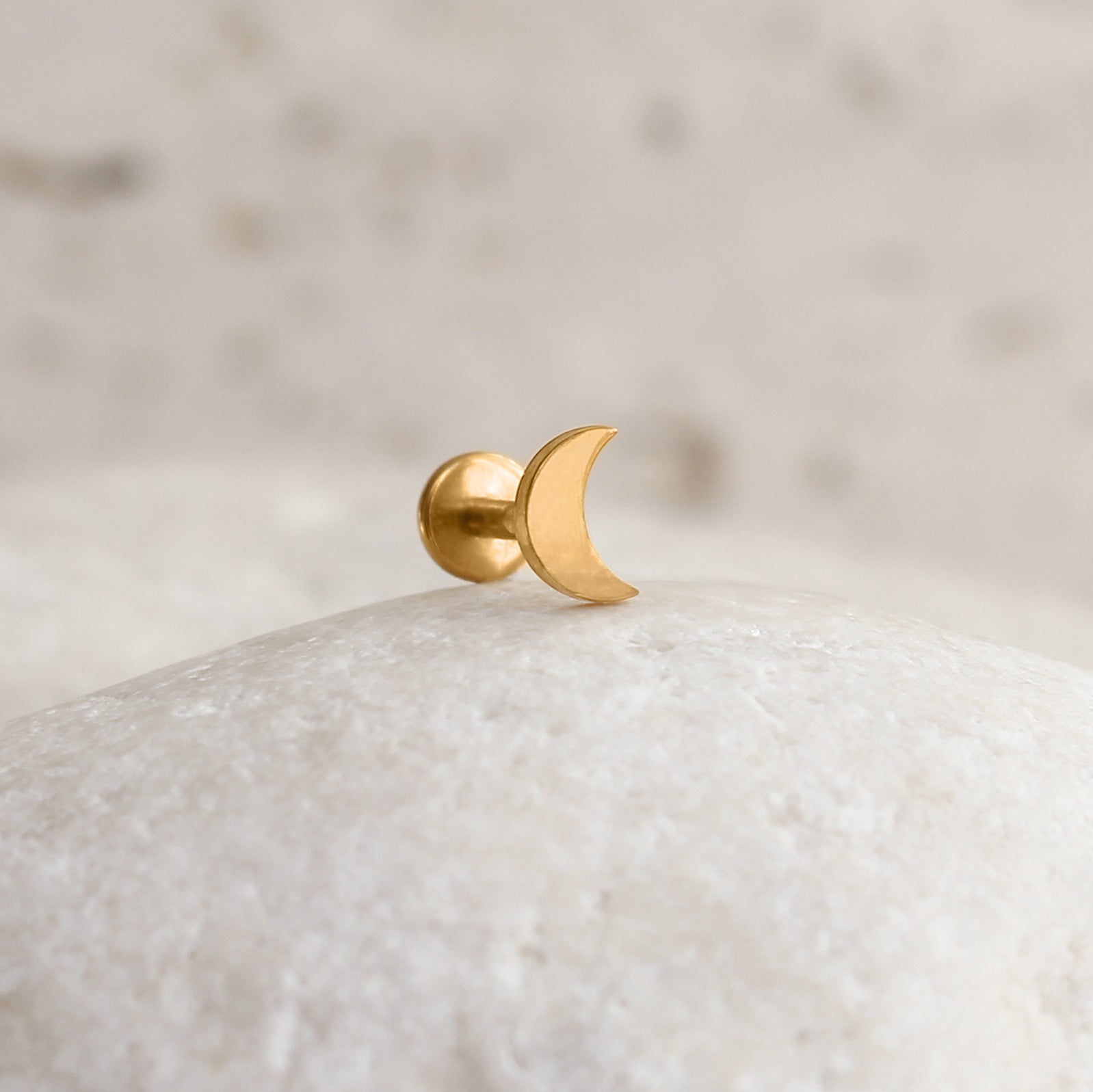 Implant Grade Titanium Moon Labret Earring Internally Threaded