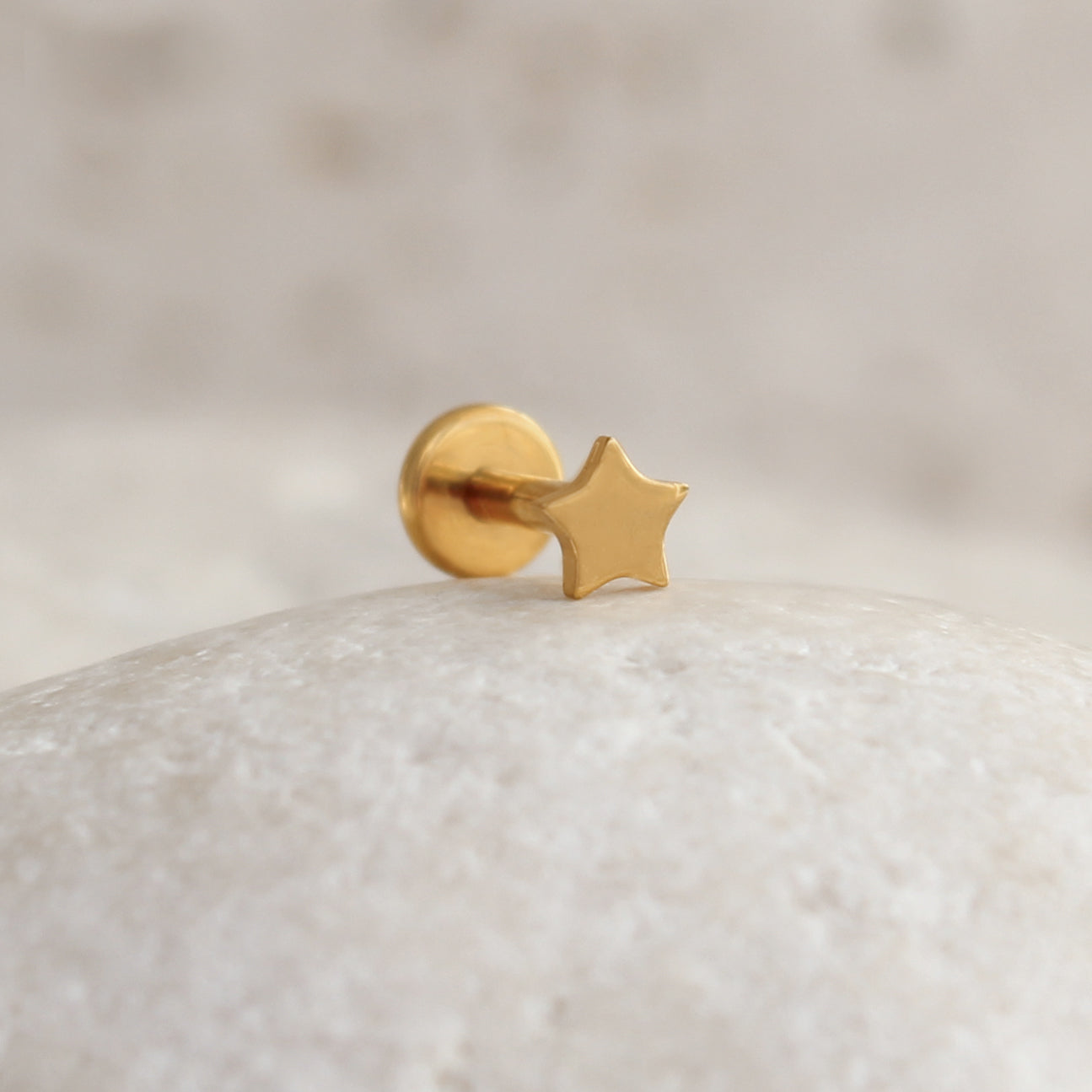 Implant Grade Titanium Star Labret Earring Internally Threaded