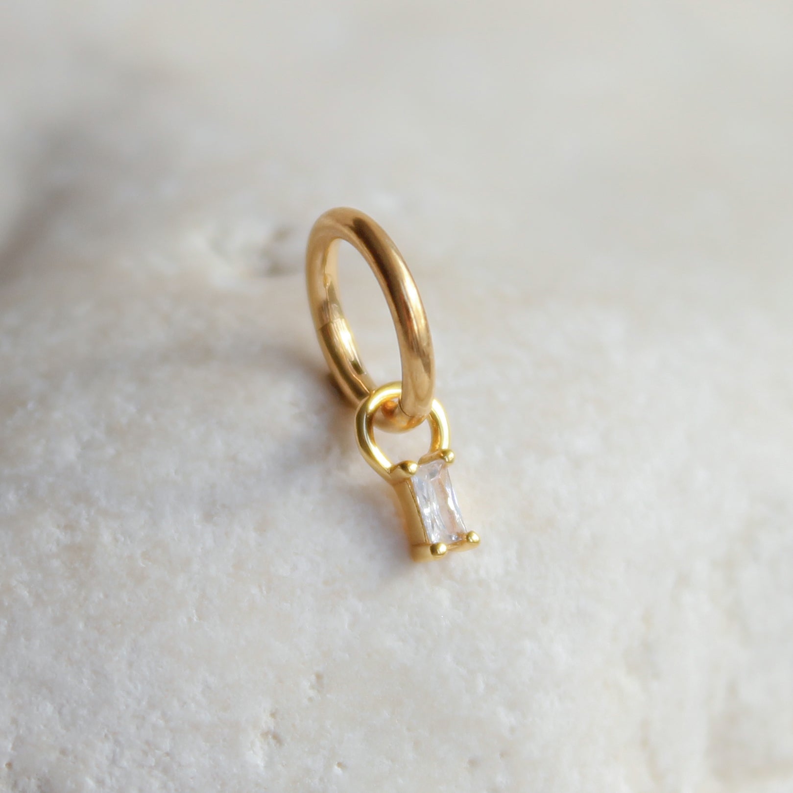 Baguette Charm Rook Hoop | Implant Grade Titanium | Hypoallergenic