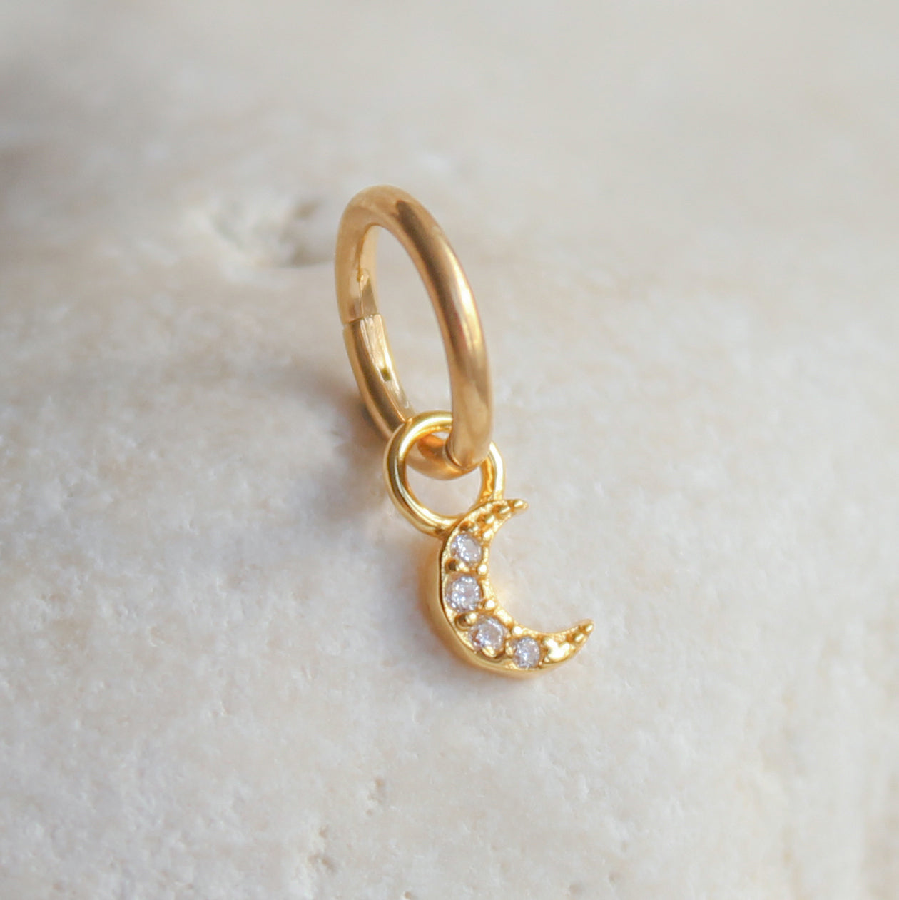 Moon Charm Rook Hoop | Implant Grade Titanium | Hypoallergenic