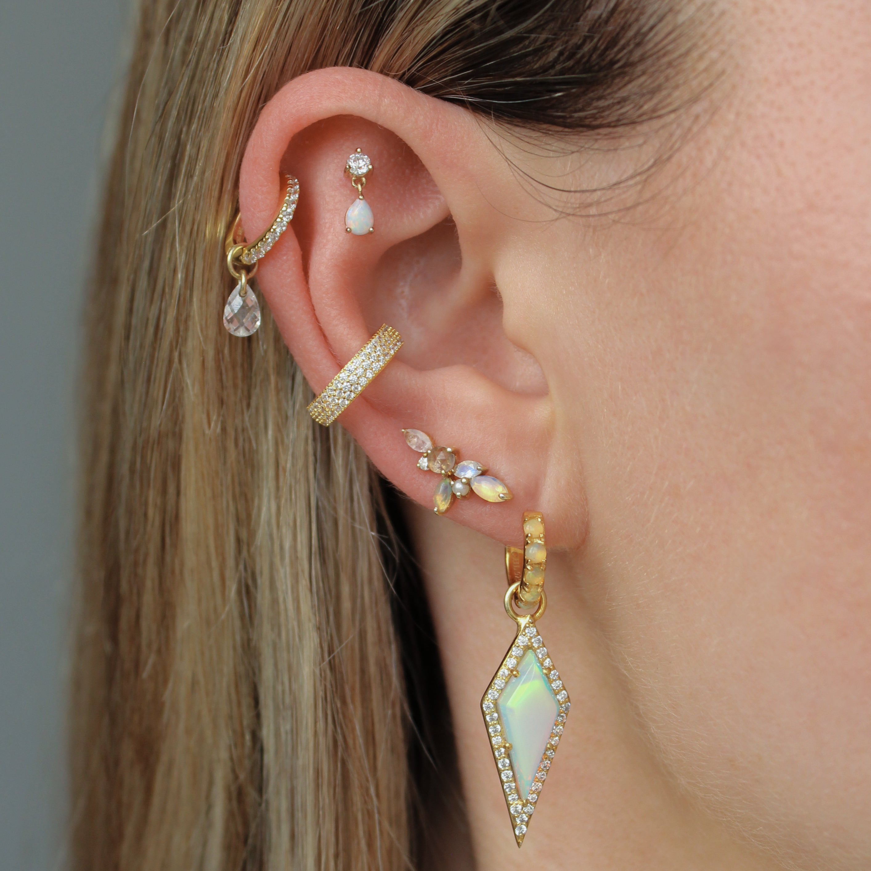 Teardrop Dangle Cartilage Stud 16g Helix Tragus Flat Back