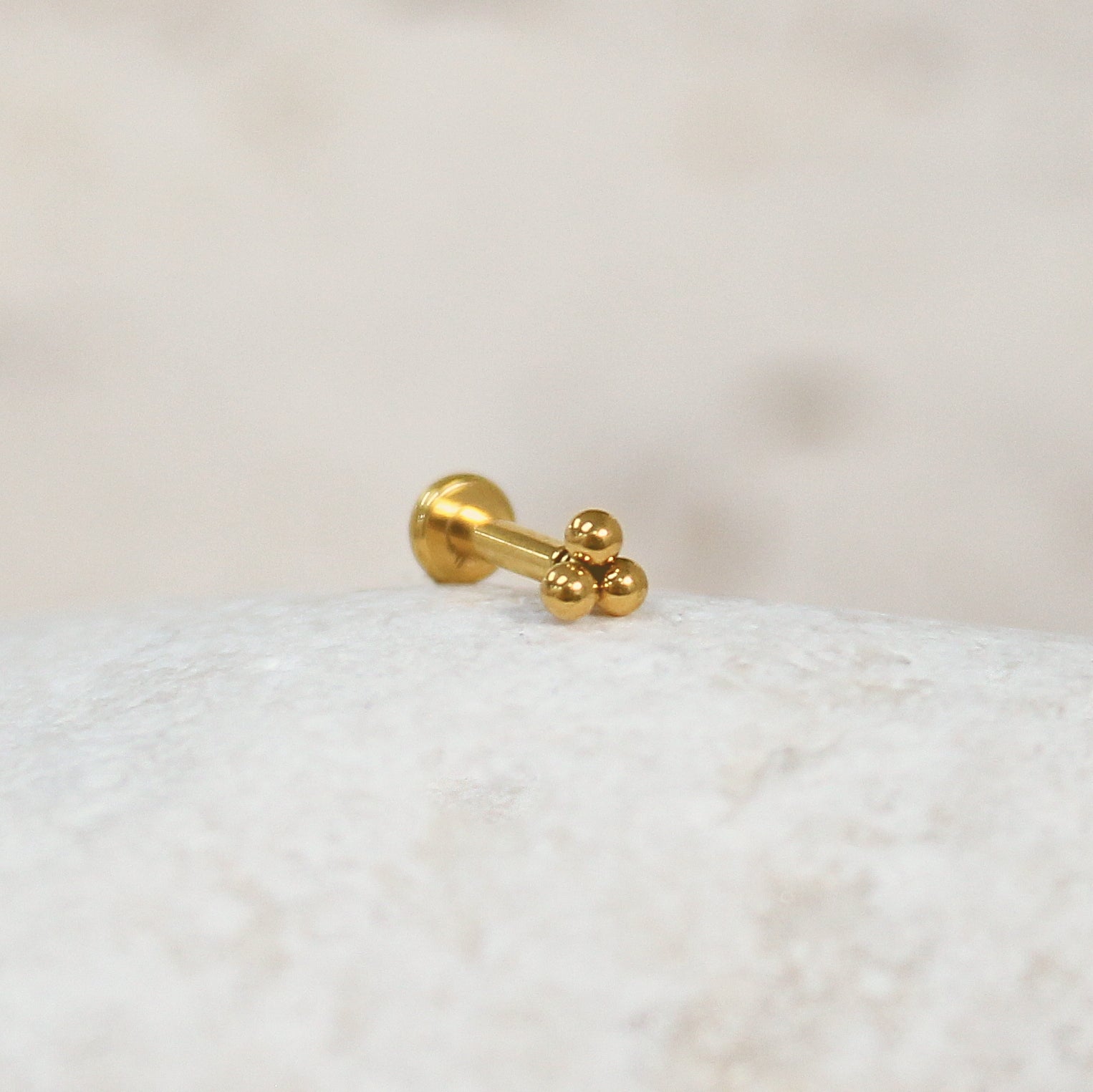 Trinity Cartilage Stud | Threadless Titanium Earring | 16g | Hypoallergenic