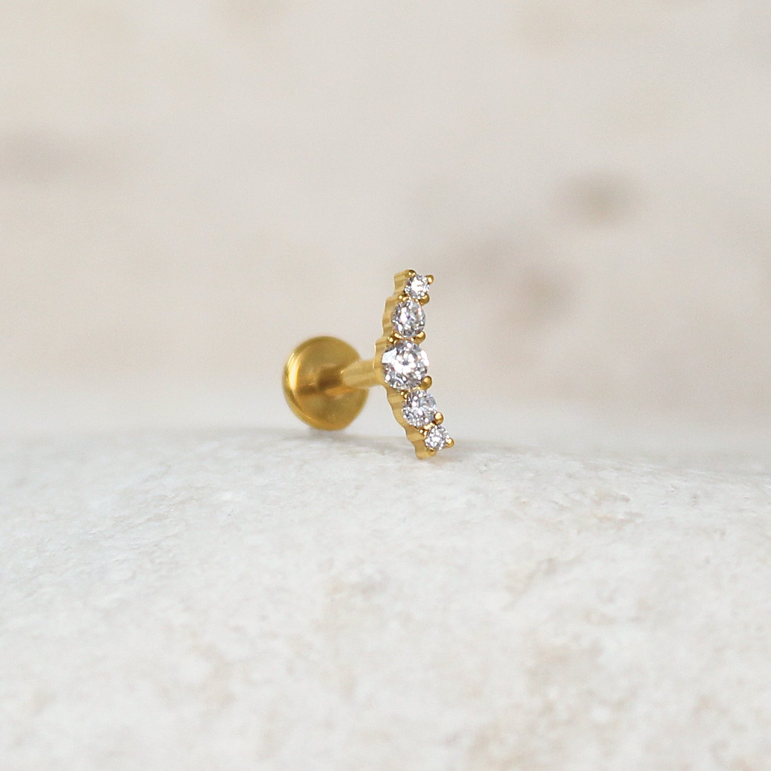 Curved Cartilage Stud | Threadless Titanium Earring | 16g | Hypoallergenic