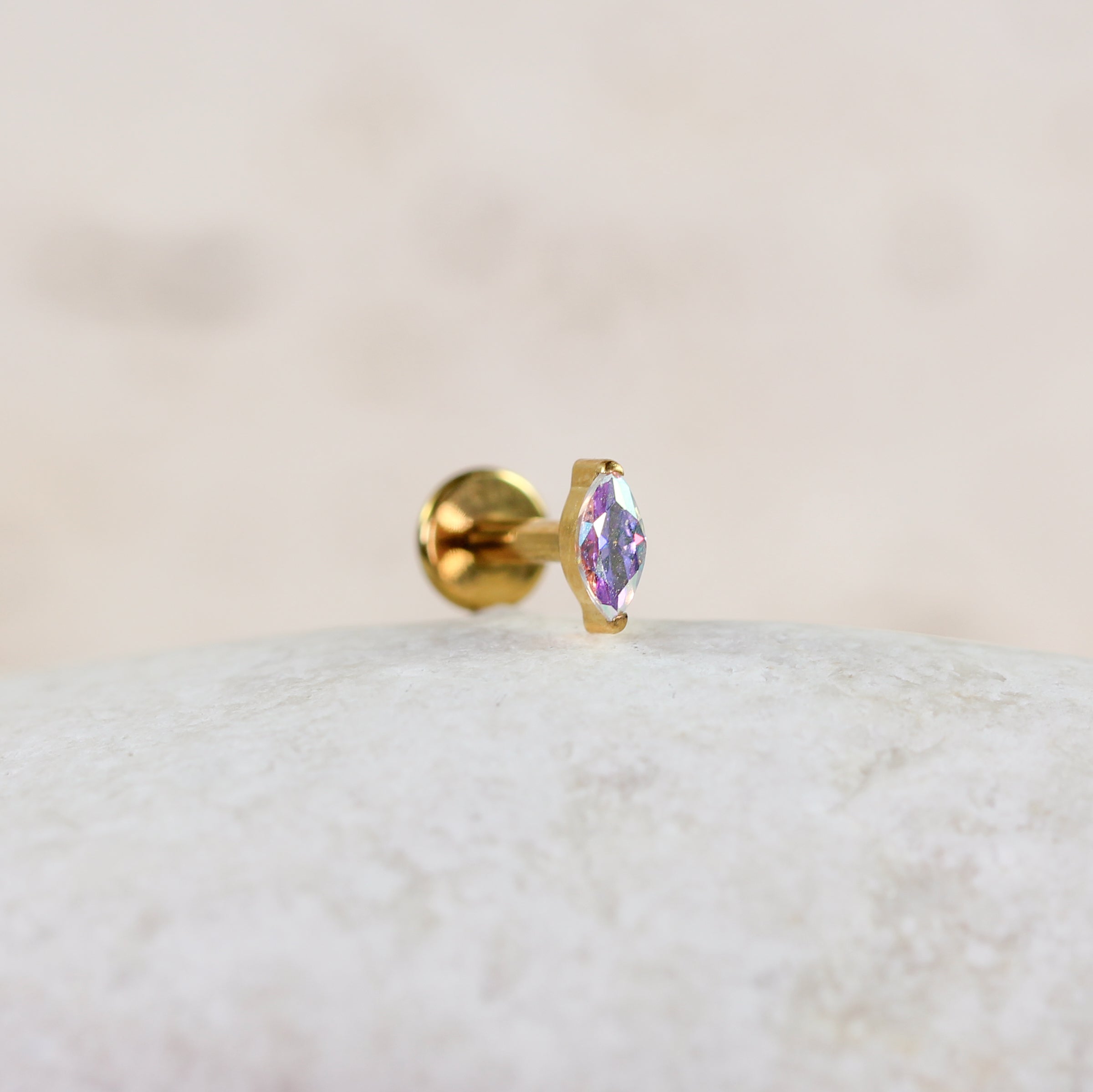 Mystic Marquise Solitaire Cartilage Stud | Threadless | 16g | ASTM F136 Titanium | Hypoallergenic