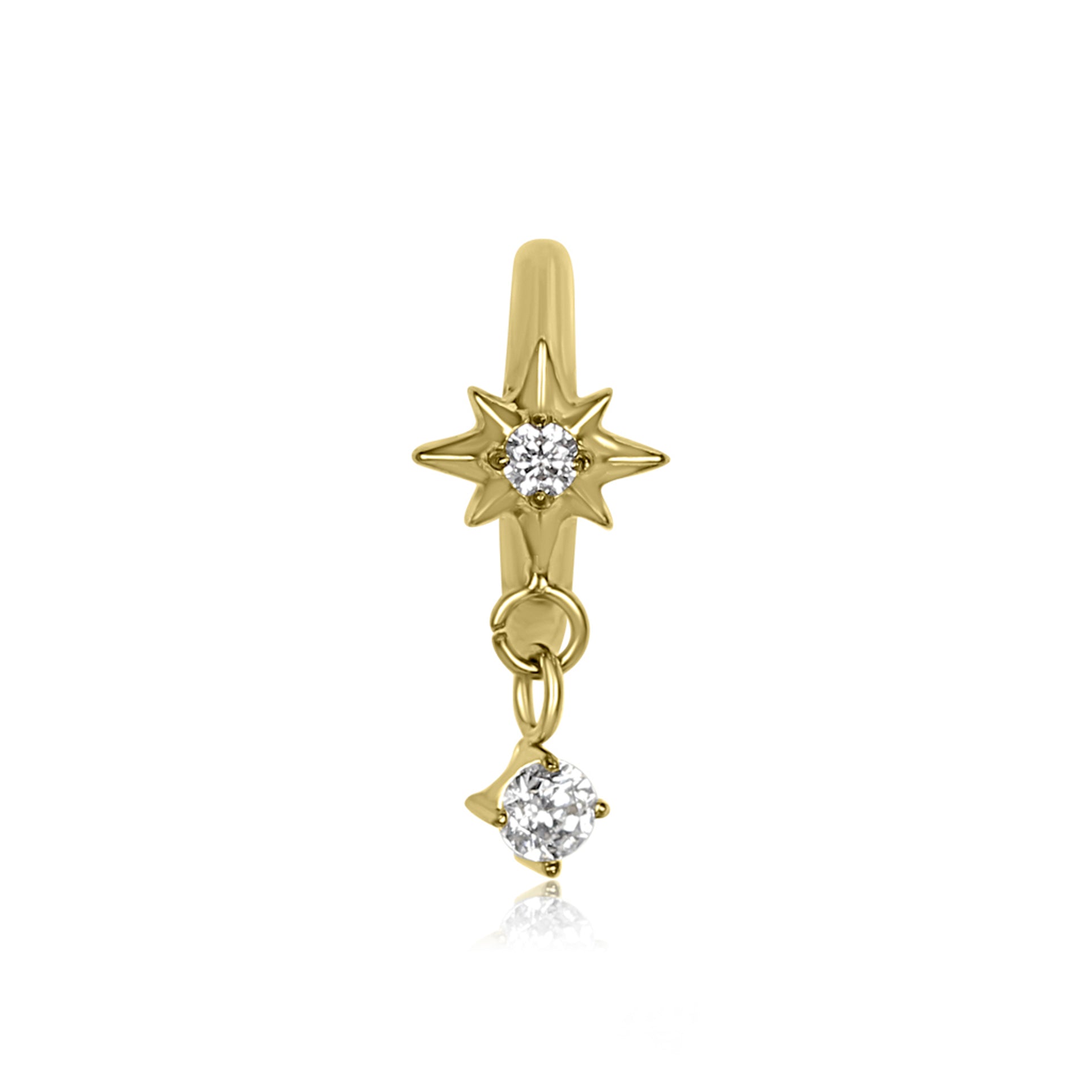 SOLEIA Droplet Cartilage Hoop by Crystal Heaven London in hypoallergenic Titanium with gems.