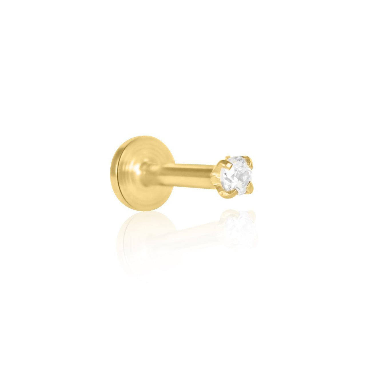 Tiny Solitaire Crystal Cartilage Stud | Threadless Titanium Earring | 16g | Hypoallergenic