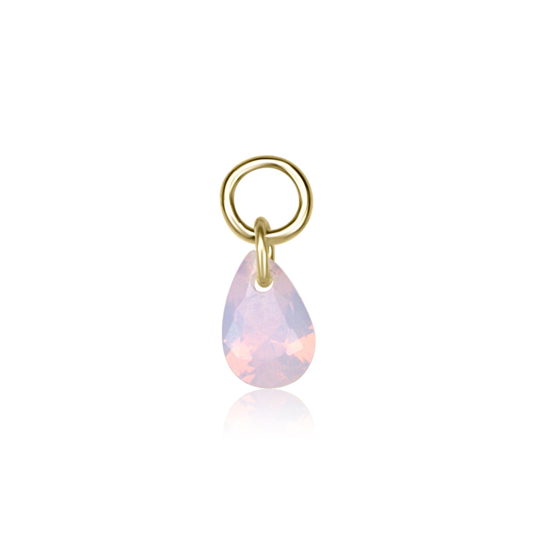 Teardrop Crystal Charm - Pink Opal
