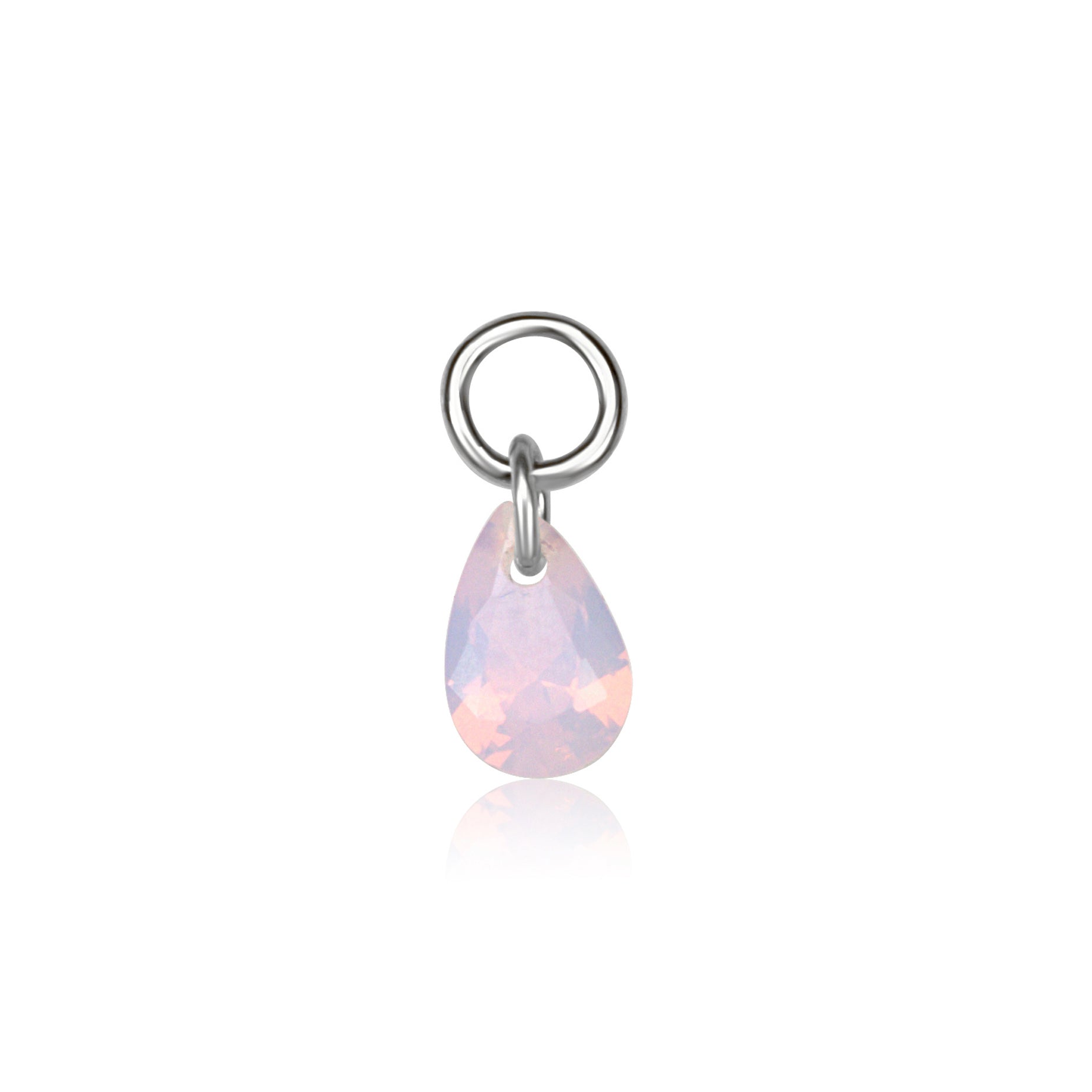 Teardrop Crystal Charm - Pink Opal