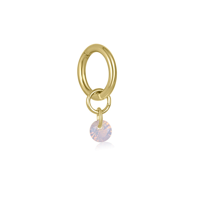 Tiny Solitaire Rook Hoop - Pink Opal