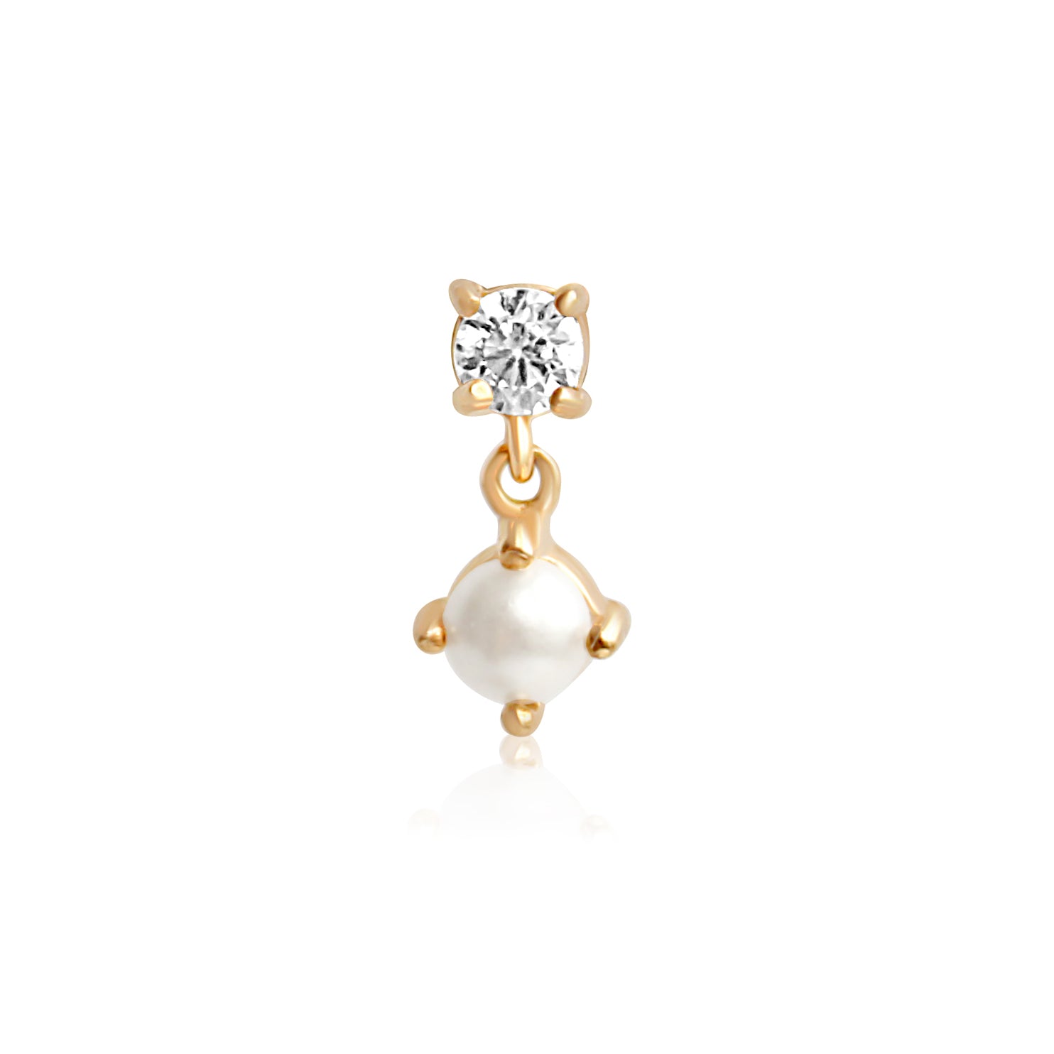 Pearl Dangle Cartilage Stud 16g Helix Tragus Flat Back