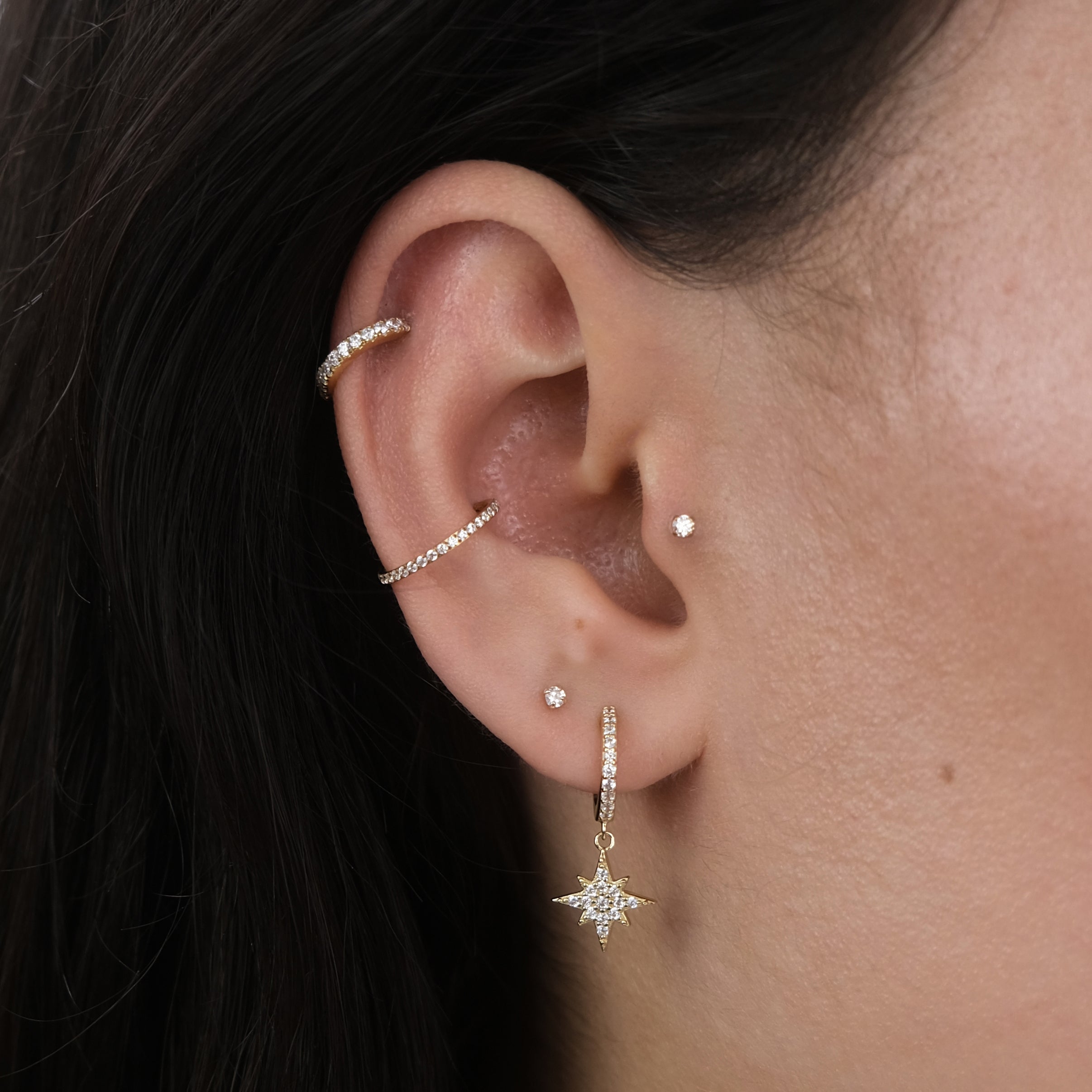 VENUS North Star Pavé Huggie Hoops