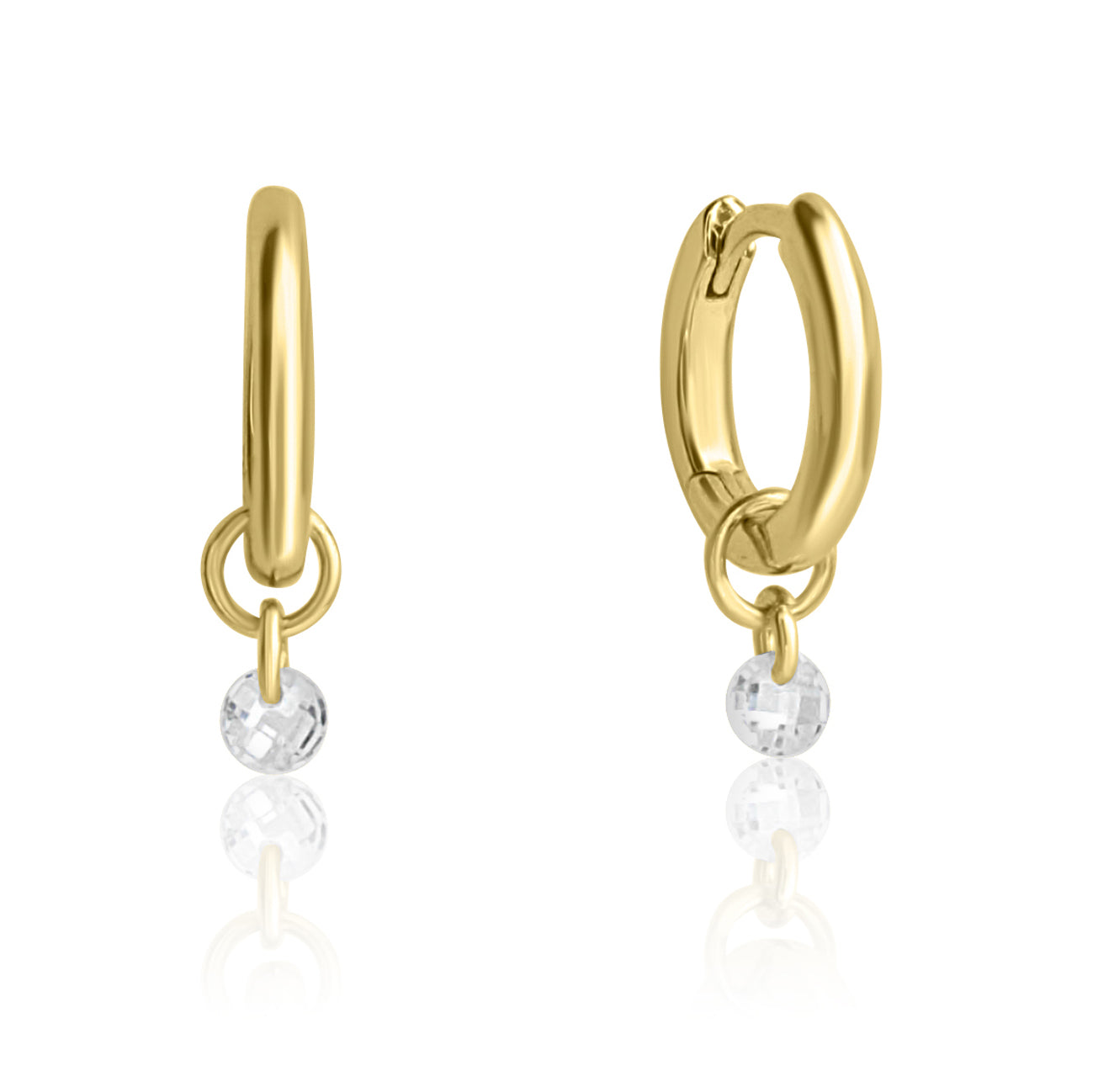 ALLURE Tiny Solitaire Crystal Huggie Hoop Earrings
