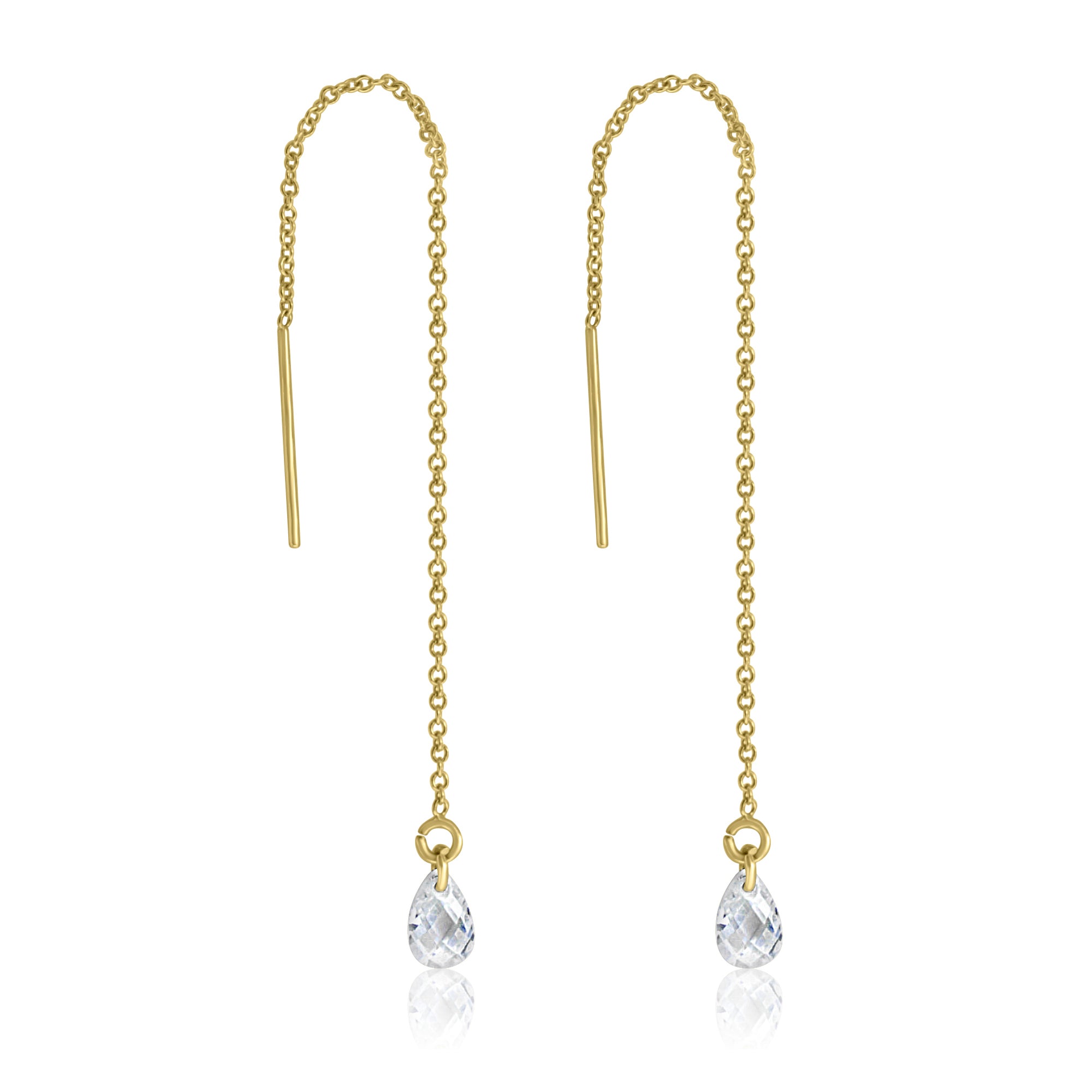 The Crystal Heaven London ALLURE Teardrop Crystal Threaders, crafted in gold-fill with clear gemstones at the ends, exude timeless elegance suitable for any occasion.