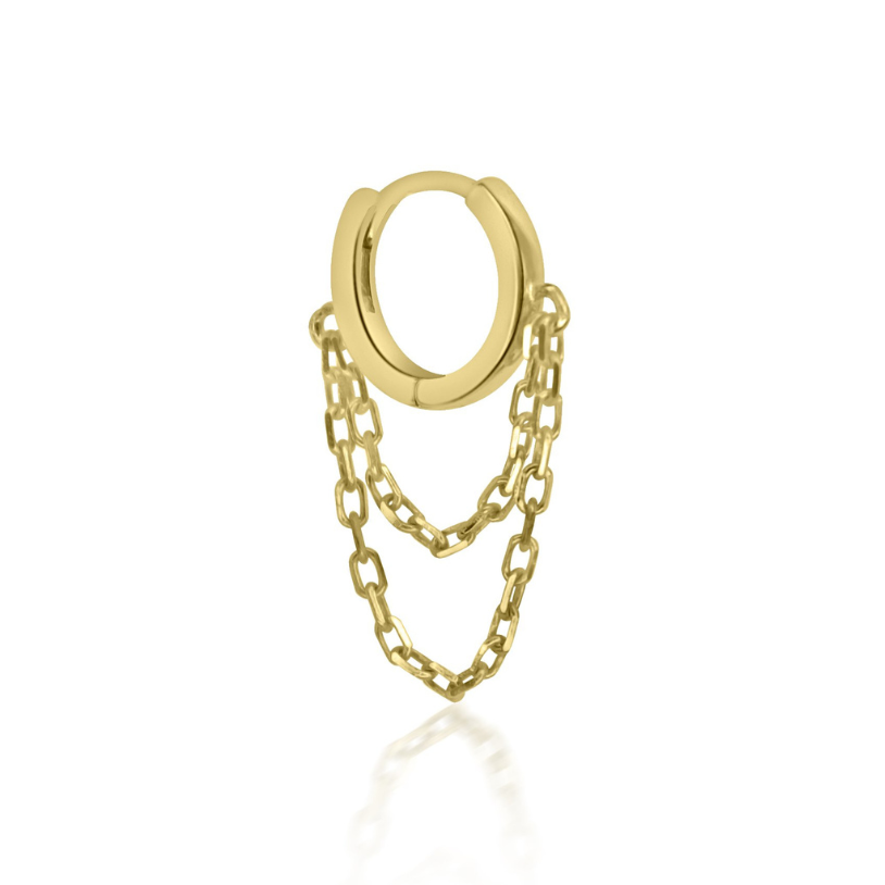 Double Chain Huggie Hoop