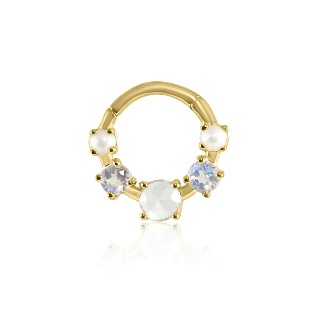 CHLUXE • OPHELIA Gemstone Daith Hoop - 14K Yellow Gold