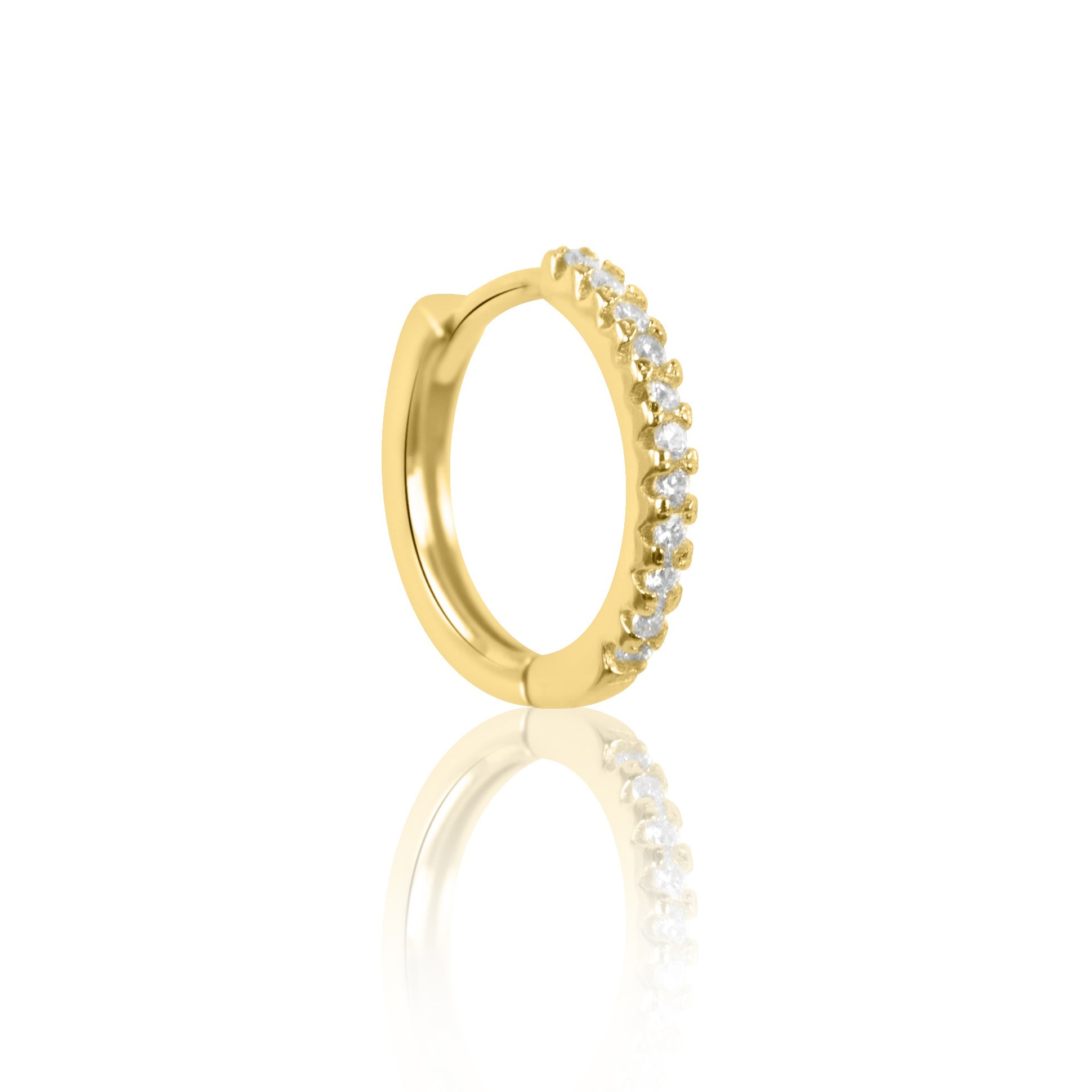 Crystal Huggie Hoop - 925 Sterling Silver - 10mm
